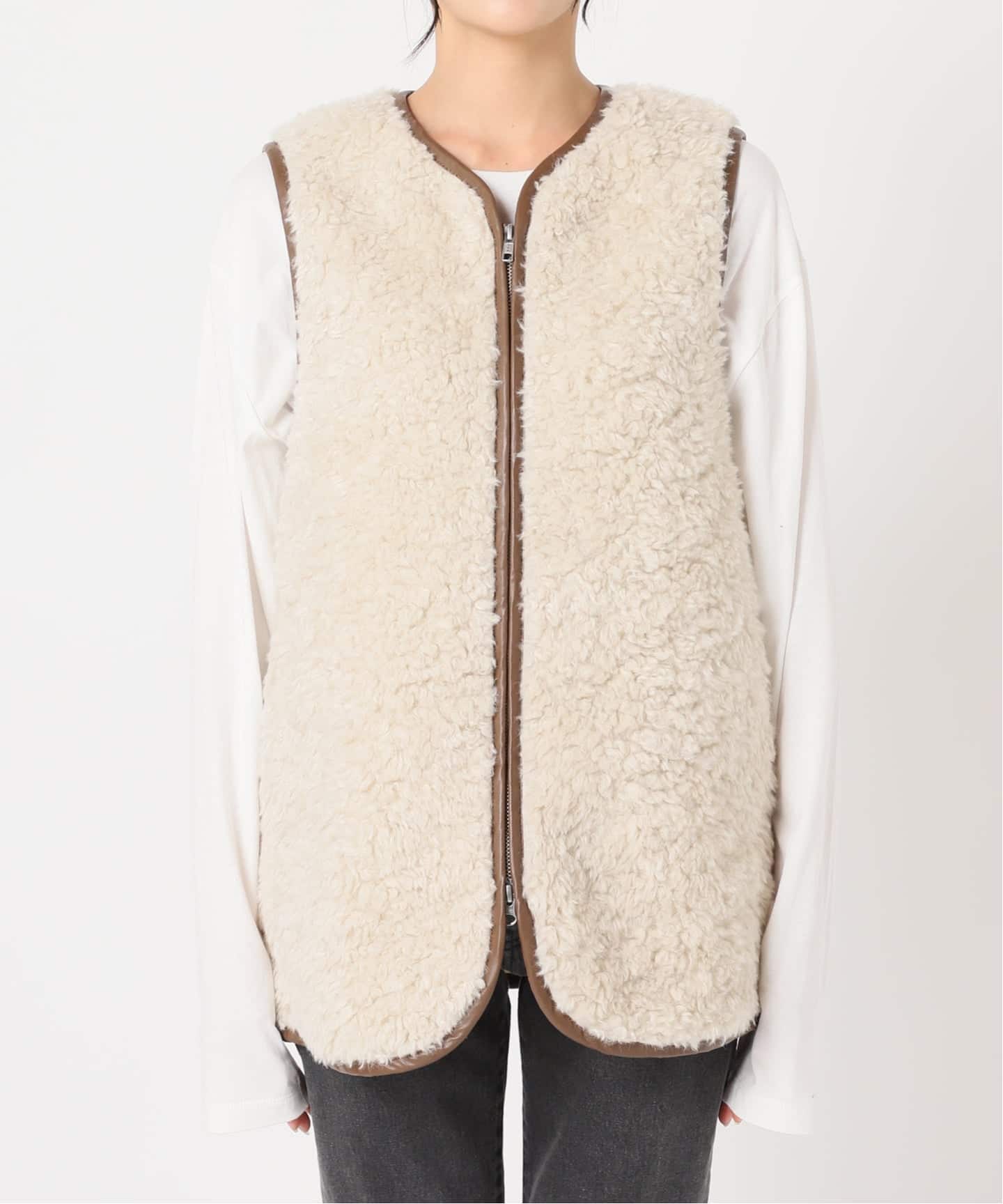 WEB限定追加》シープフェイクファージップベスト（ベスト