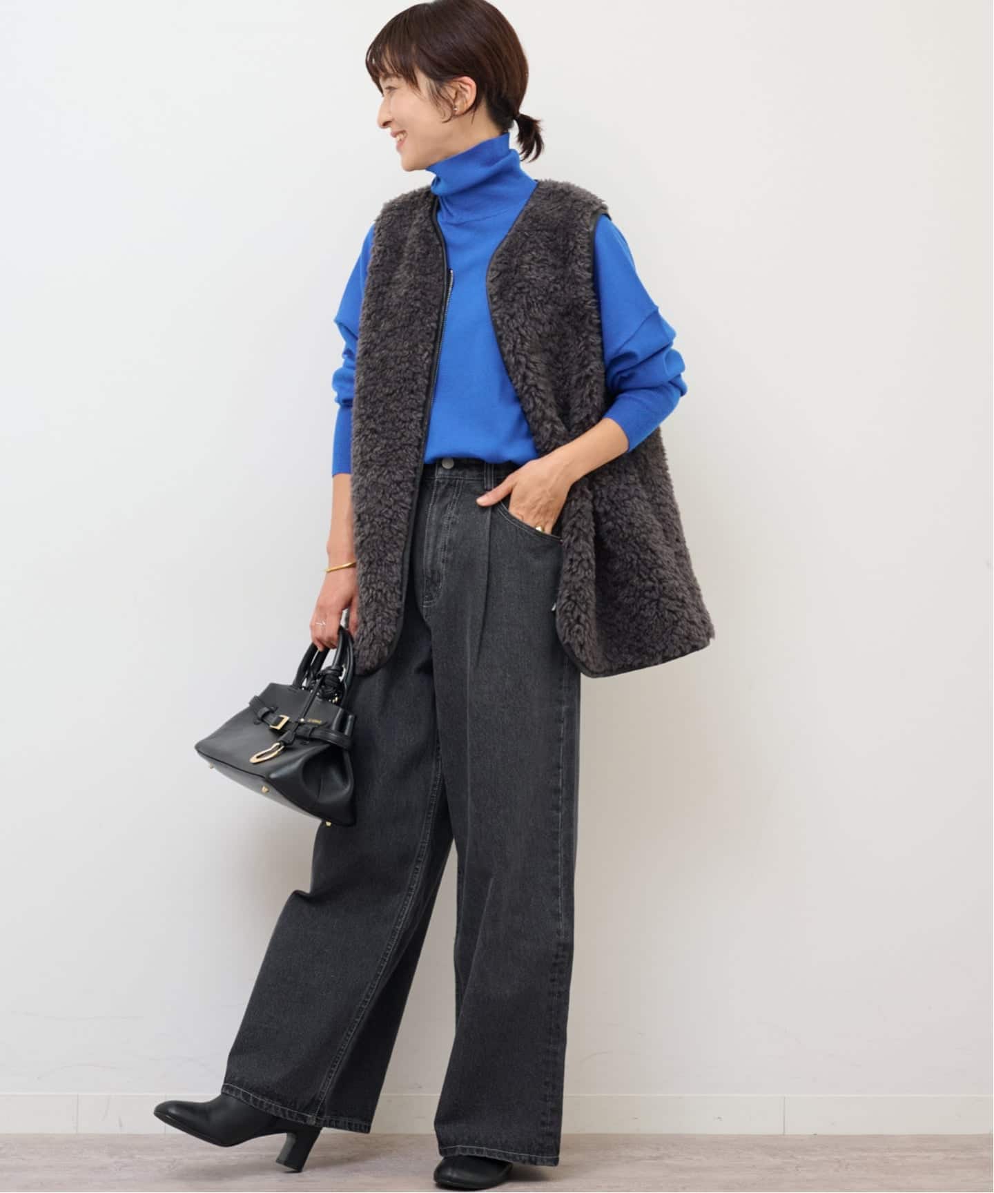 ジャーナルスタンダードレリューム　シープフェイクファージップベスト　グレー WEB限定追加》シープフェイクファージップベスト（ベスト）｜JOURNAL