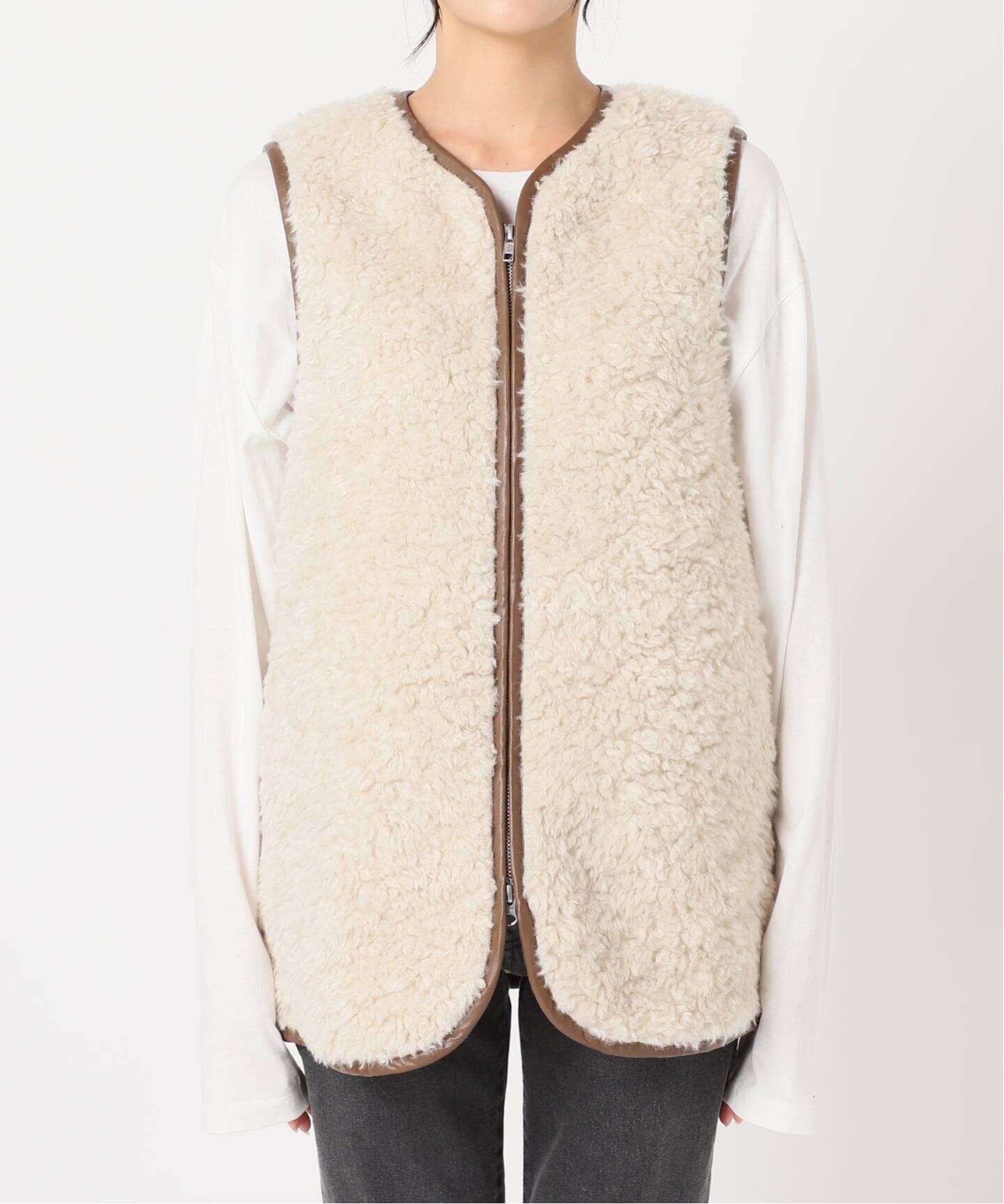 ジャーナルスタンダードレリューム シープフェイクファージップベスト 美品 JOURNAL STANDARD relume（ジャーナルスタンダード レリューム