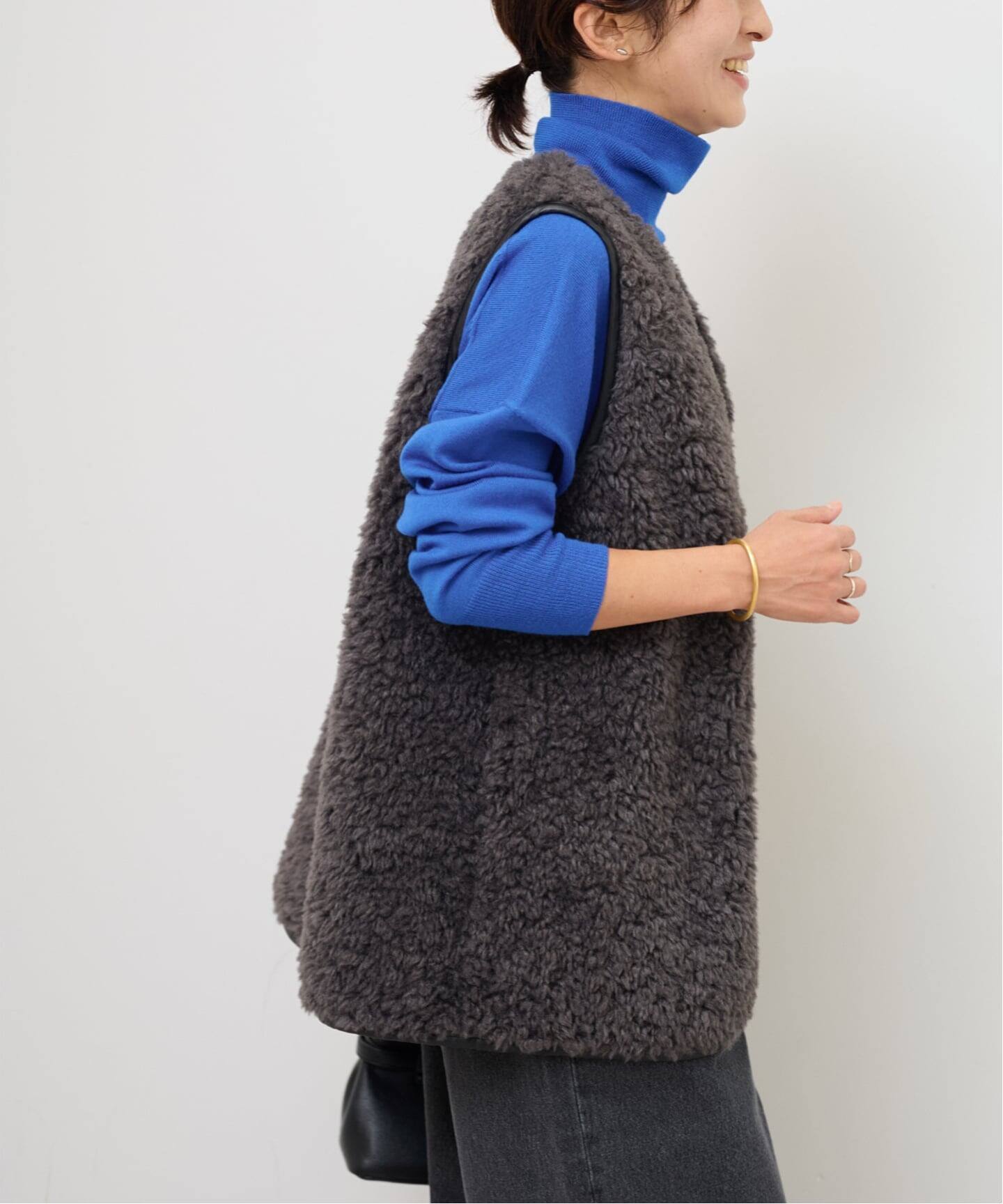 relume シープフェイクファージップベスト グレー F（洗いOK） □シープフェイクファージップベスト | ジャーナルスタンダード