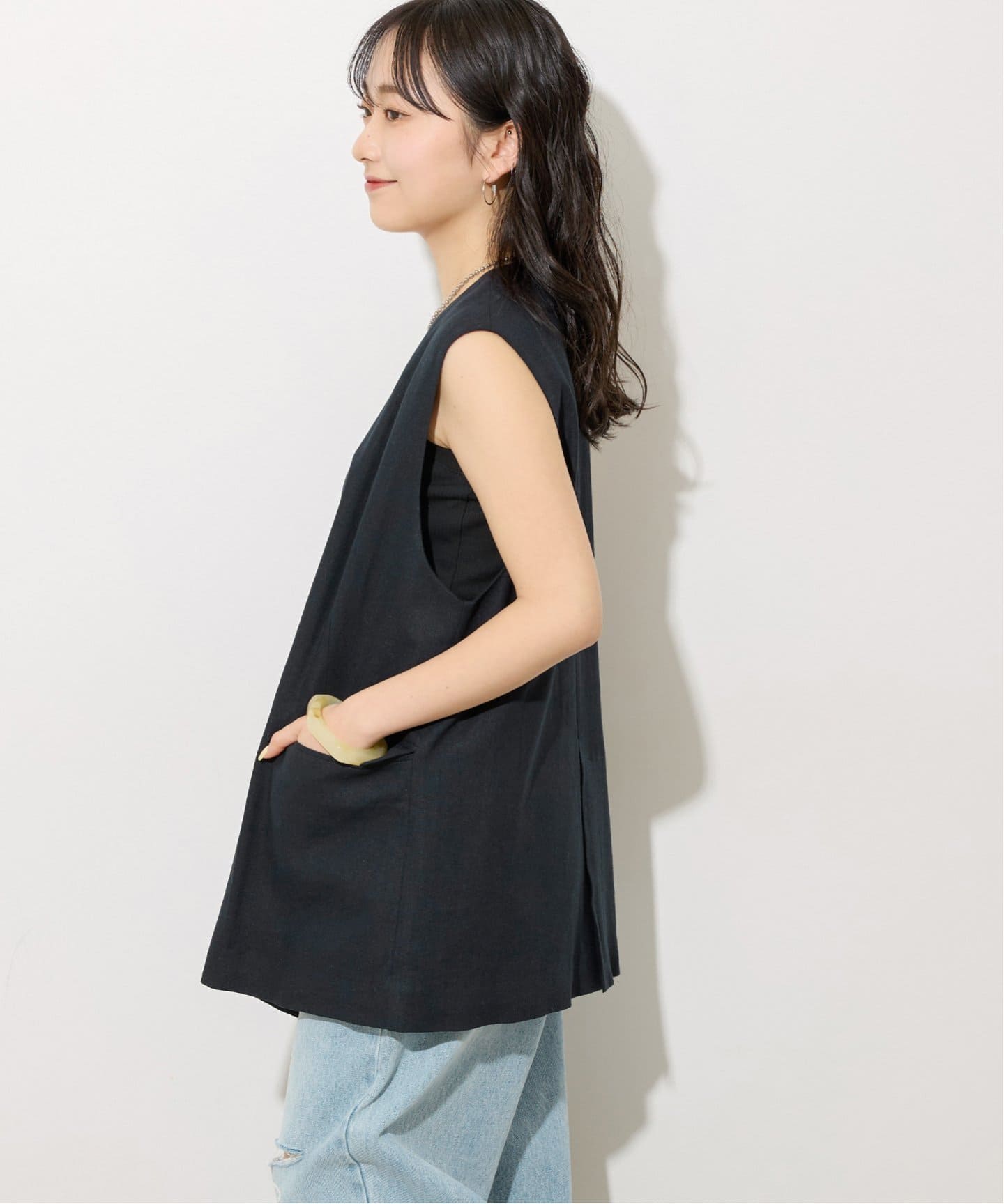 リネンレーヨンノーカラージレ（ベスト）｜JOURNAL STANDARD relume