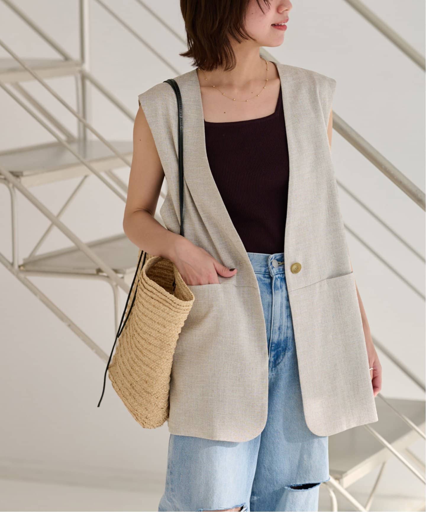 JOURNAL STANDARD relume ノーカラージレ 追加4》ノーカラージレ（ジレ）｜JOURNAL STANDARD relume