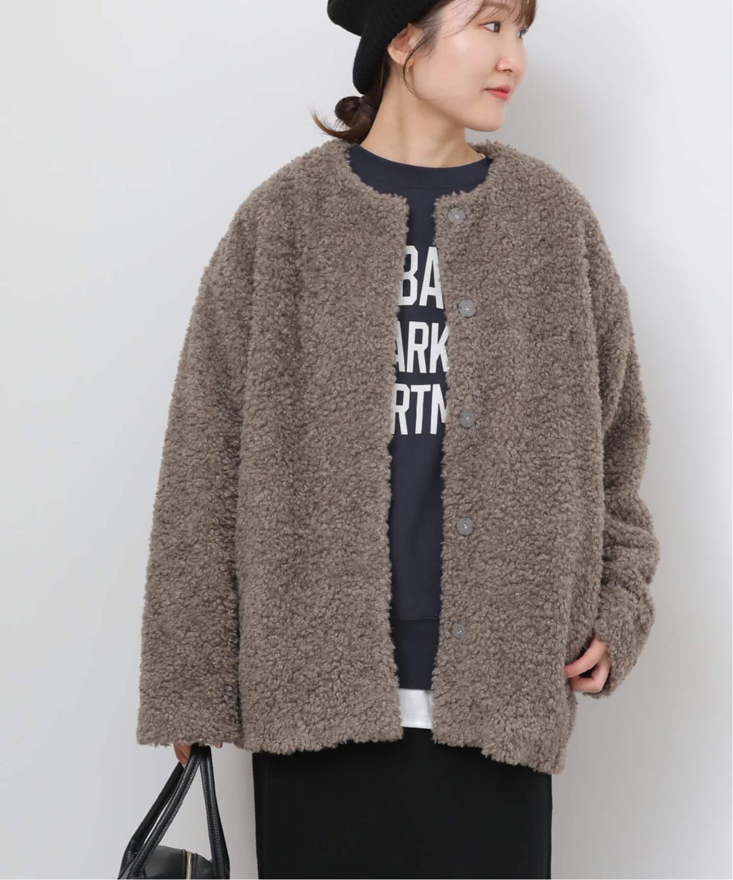 美品！JOURNAL STANDARD relume ボア カラーレスジャケット ボアカラーレスジャケット（ボア・フリース）｜JOURNAL STANDARD