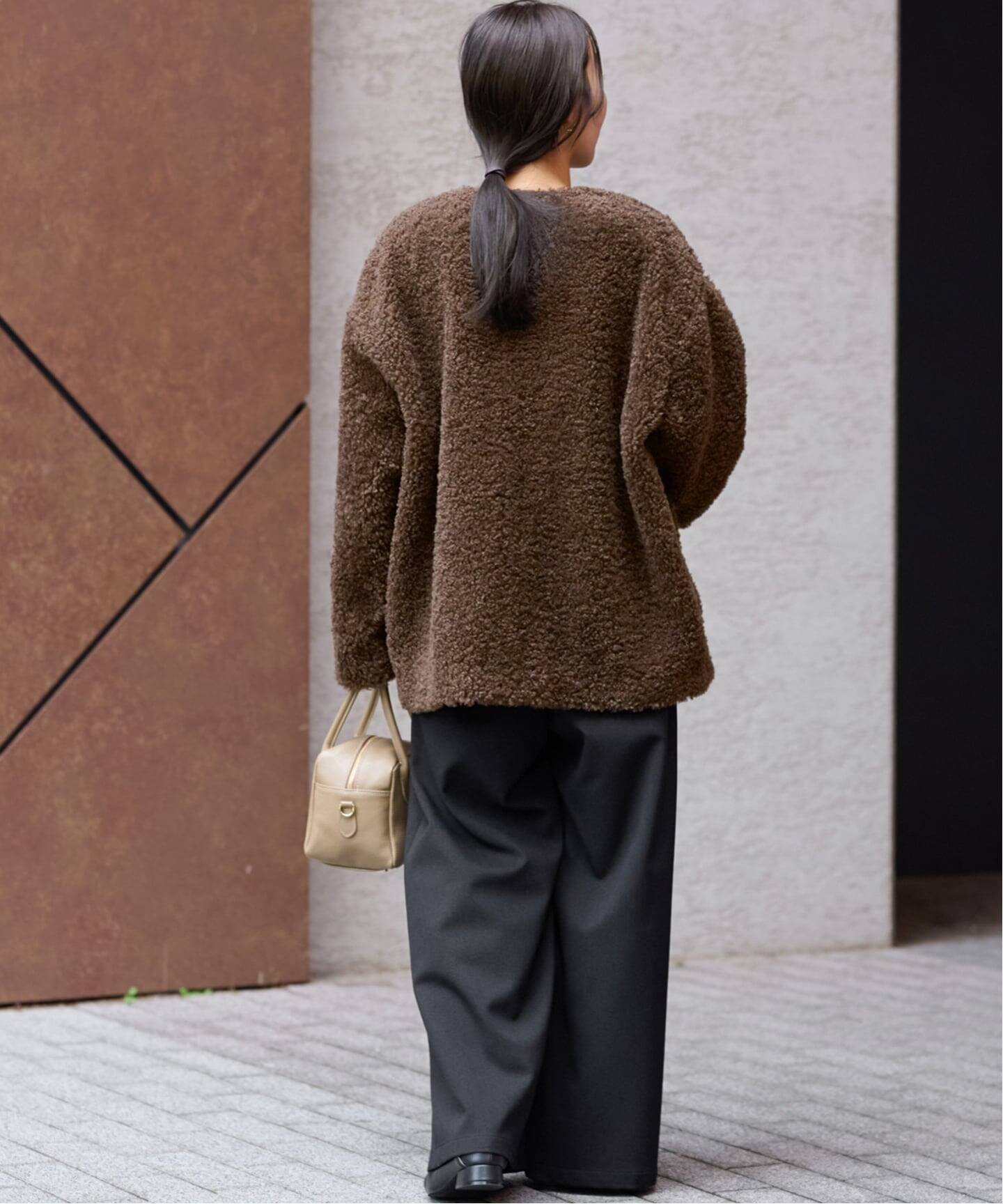 25AW新作］ボアカラーレスジャケット（ボア・フリース