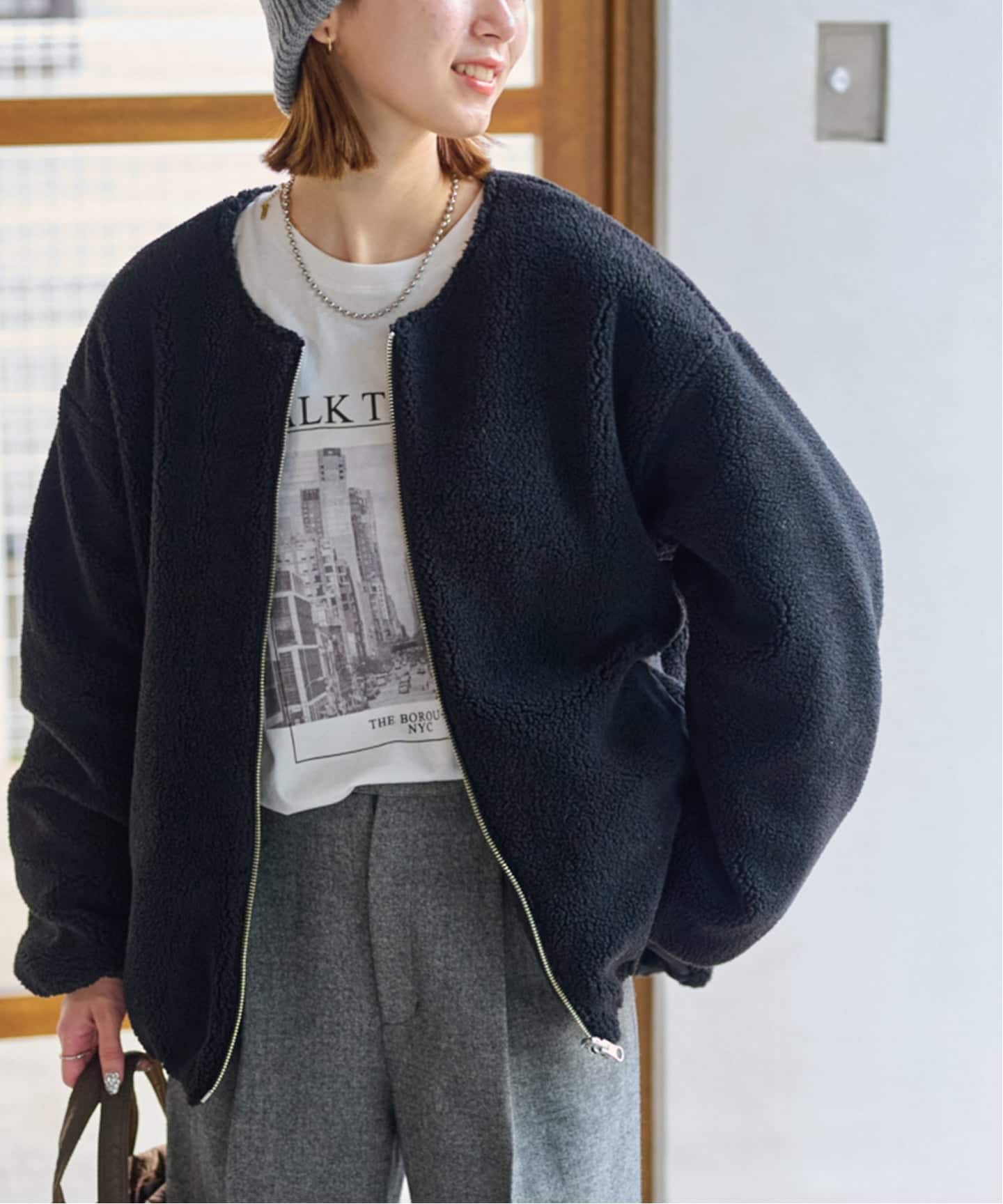 予約》［25AW新作］リバーシブルボアブルゾン（ボア・フリース