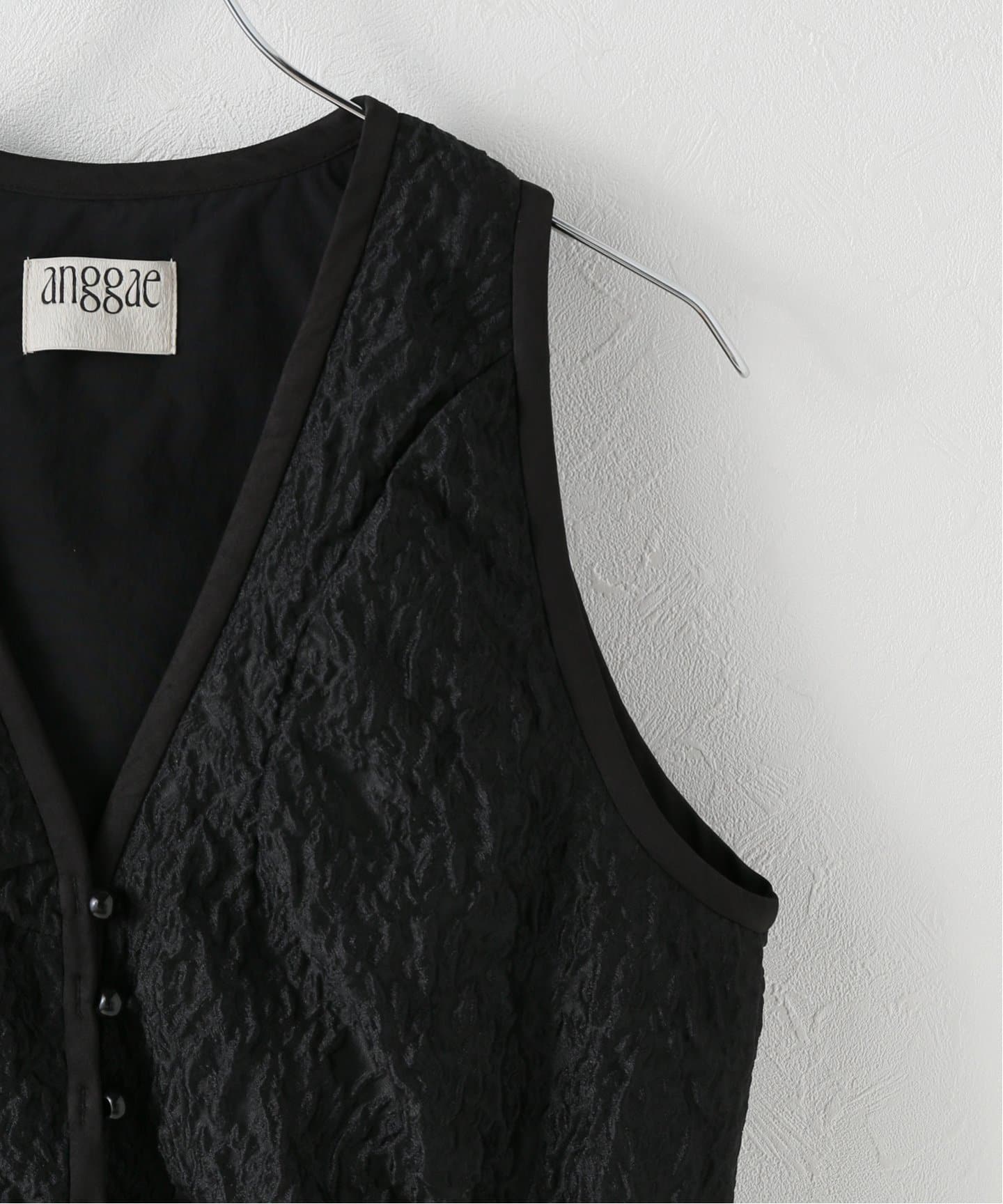 Anggae/アンゲ】CURVED LINE JACQUARD VEST：ベスト（ベスト