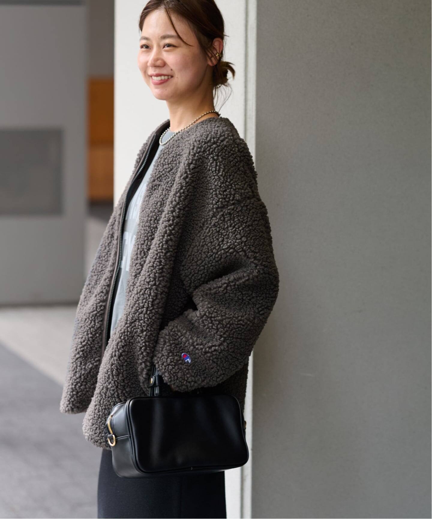 ジャーナルスタンダードレリューム チャンピオンコラボ　ファーブルゾン紺色　美品 WEB限定追加2》別注【Champion/チャンピオン】ボアフリースジャケット