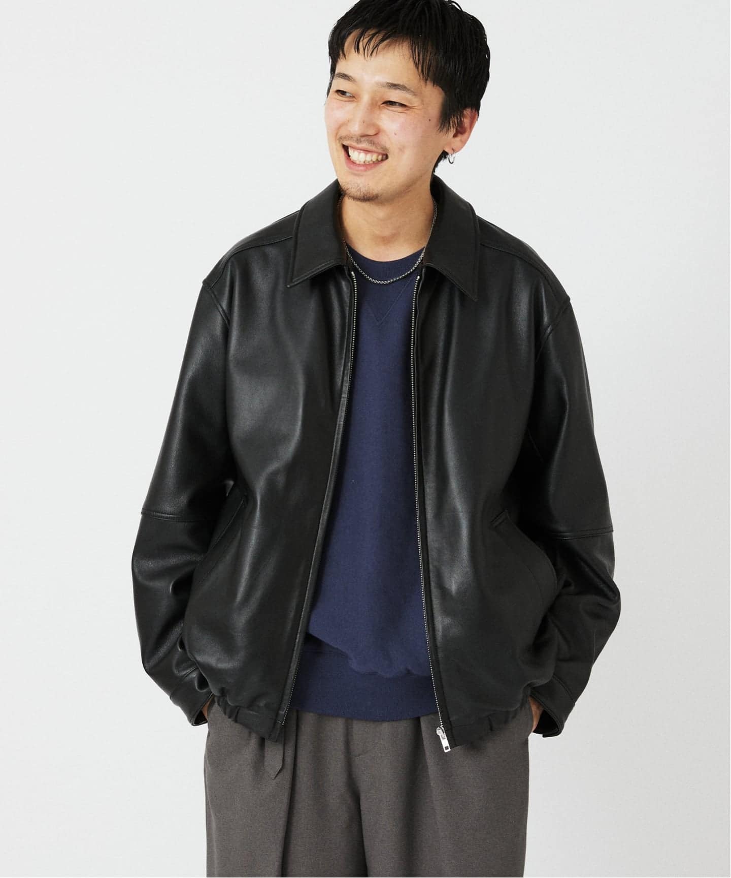 relume JOURNAL STANDARD レザージャケット 予約》ラムレザー ショート ステンカラー ブルゾン（レザー