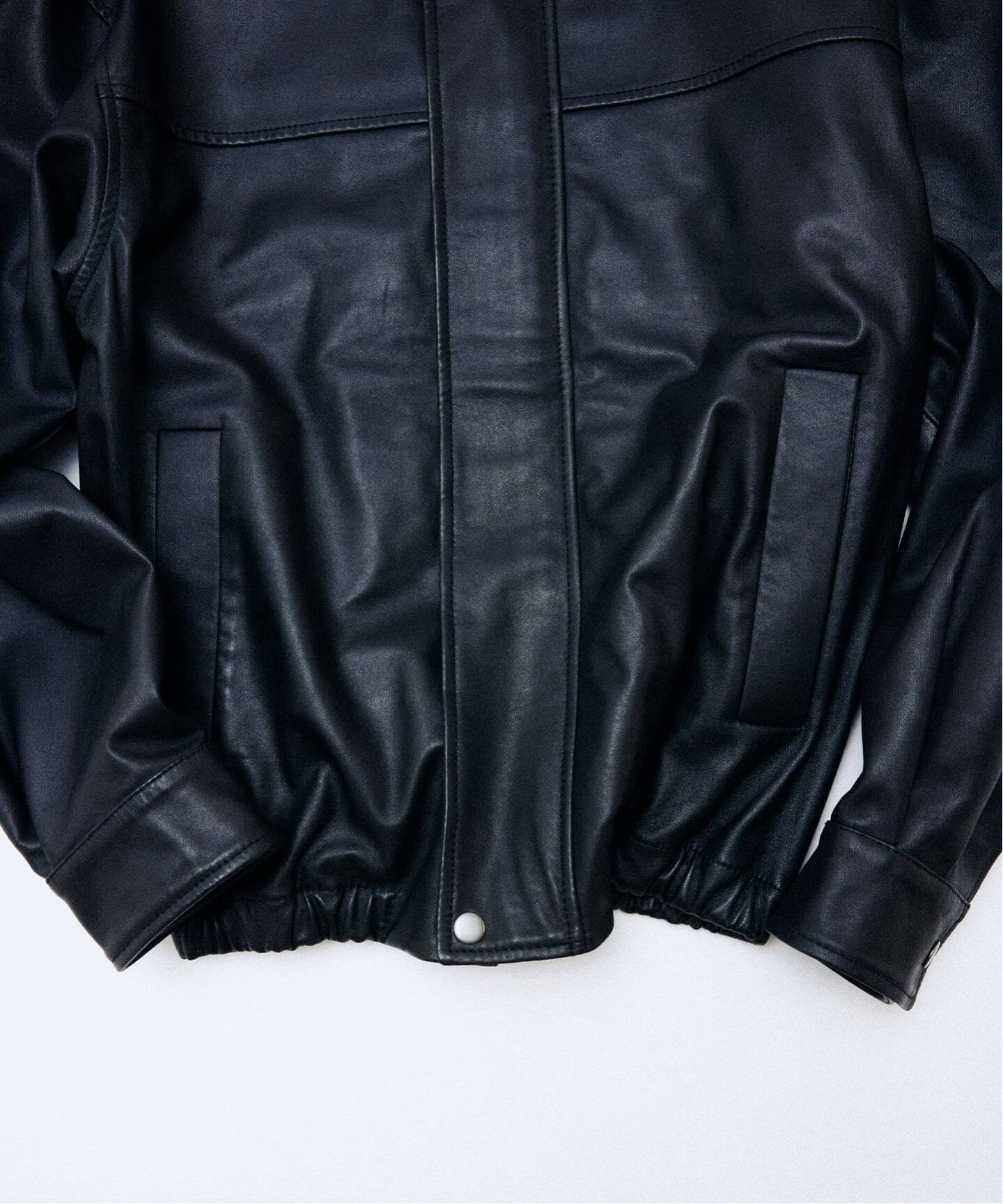 ラムレザー ショート ステンカラー ブルゾン（レザージャケット