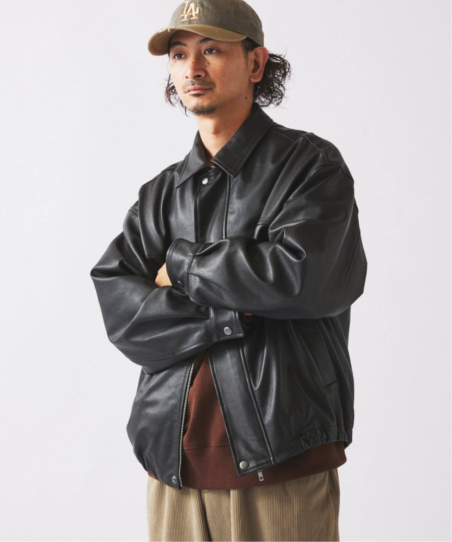 ラムレザー ショート ステンカラー ブルゾン（レザージャケット 