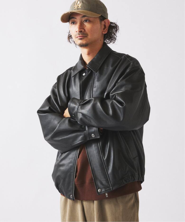 ラムレザー ショート ステンカラー ブルゾン（レザージャケット 