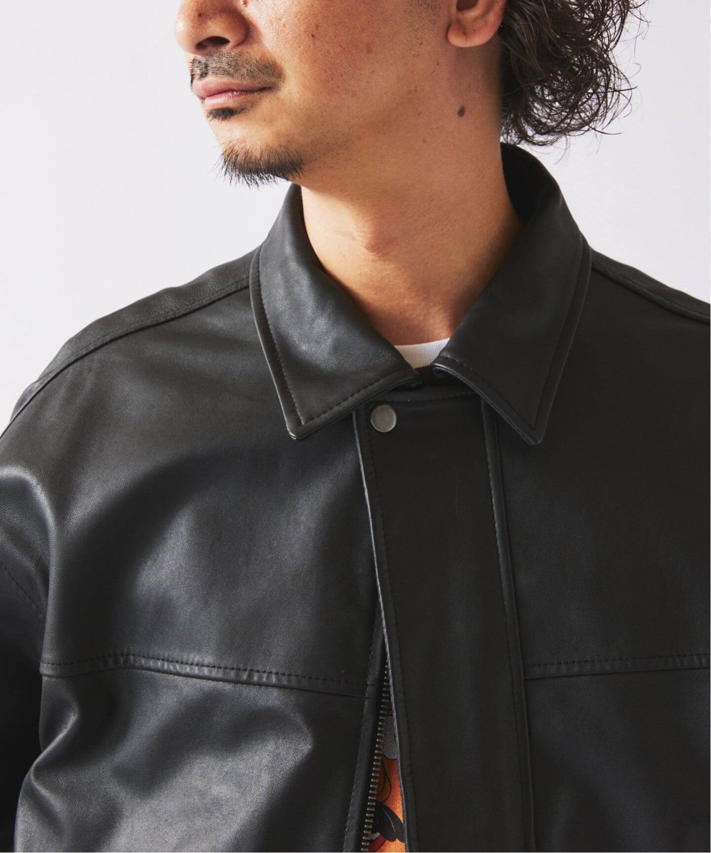 ラムレザー ショート ステンカラー ブルゾン（レザージャケット