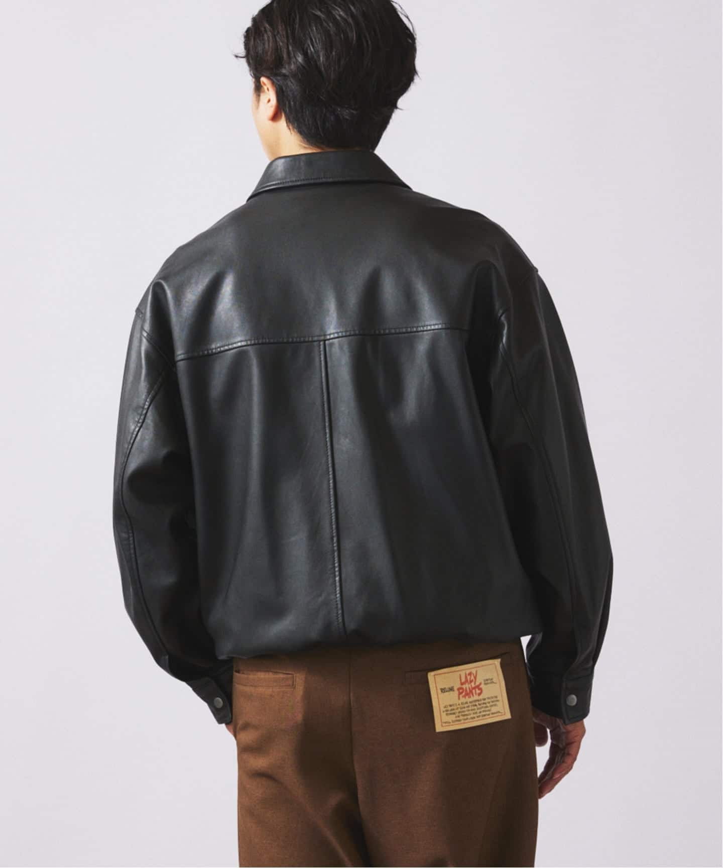 【美品】ラム　レザー ショートジャケットL ブラック 美品】ラム レザー ショートジャケットL ブラック