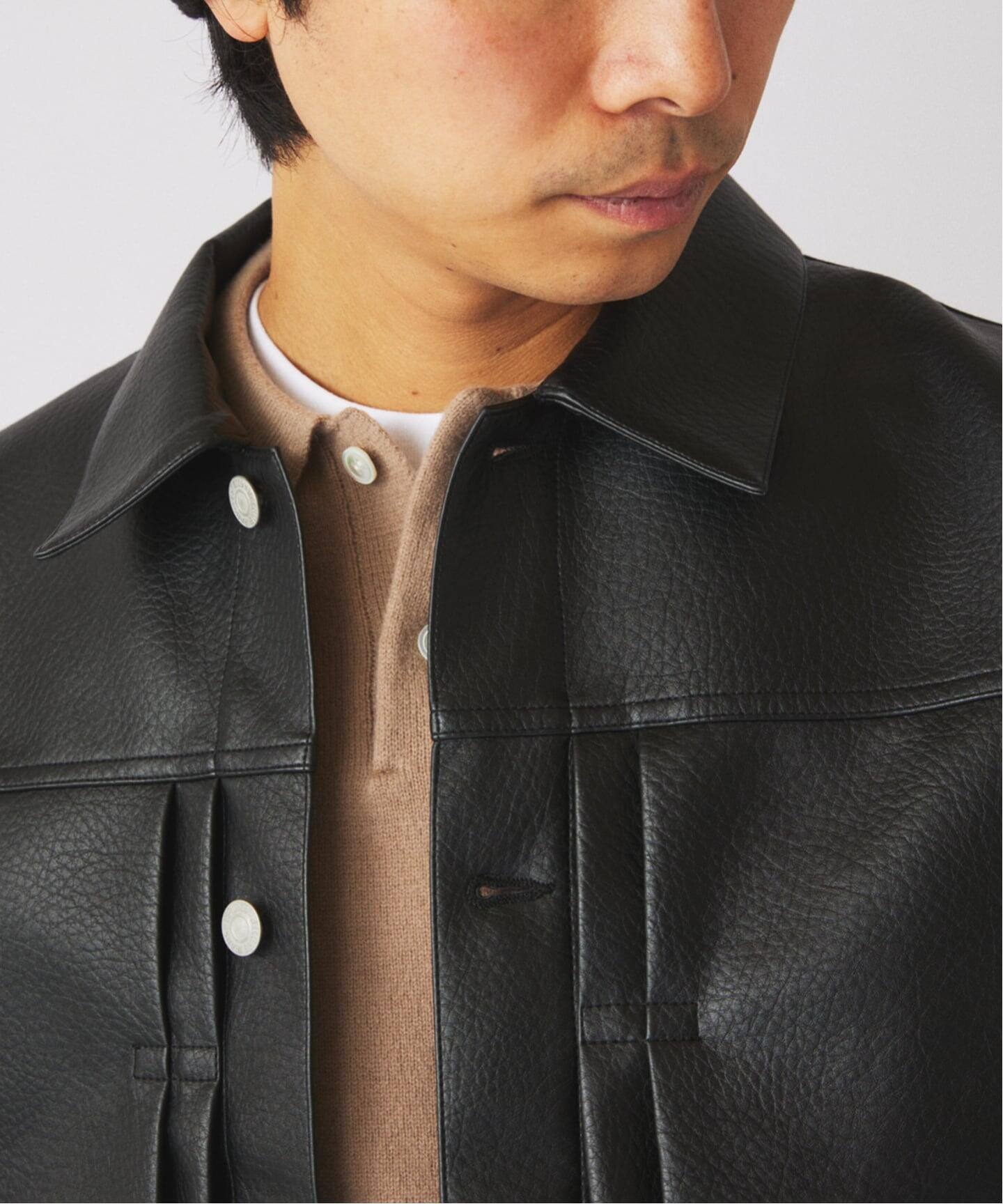 【値下げしました】kinema　シンセティックレザートラックジャケット　Mサイズ 予約》シンセティック レザー トラッカージャケット（その他