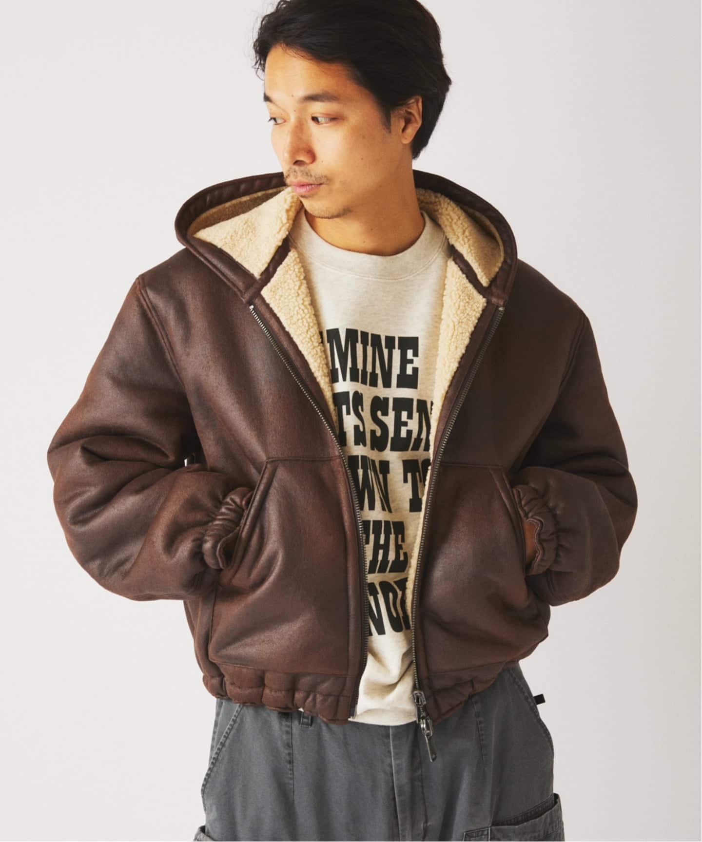 フェイクムートン リバーシブル フーディ ブルゾン（その他ブルゾン