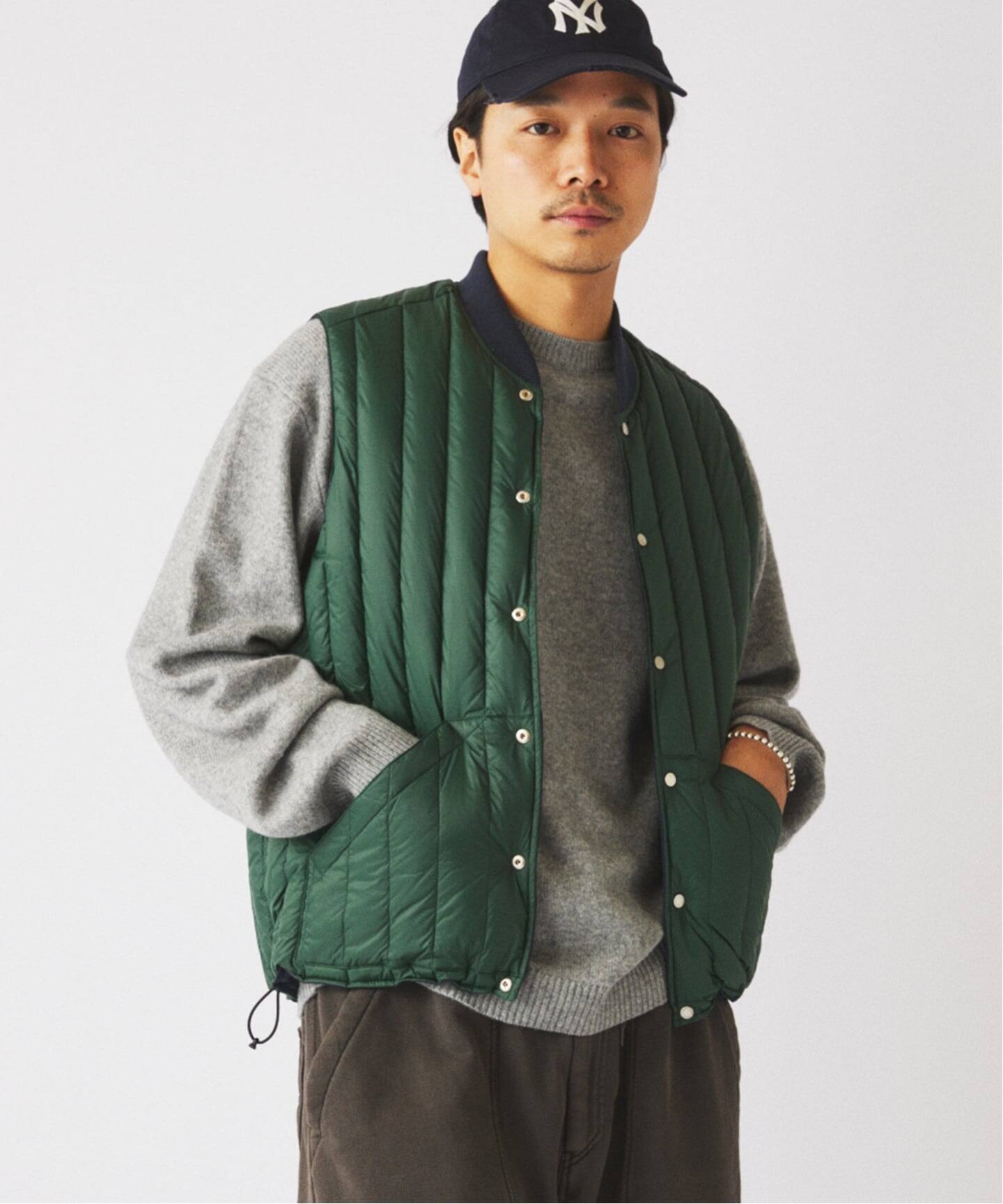 TAION / タイオン 別注 ヴァーチカルキルト リバーシブル ダウンベスト