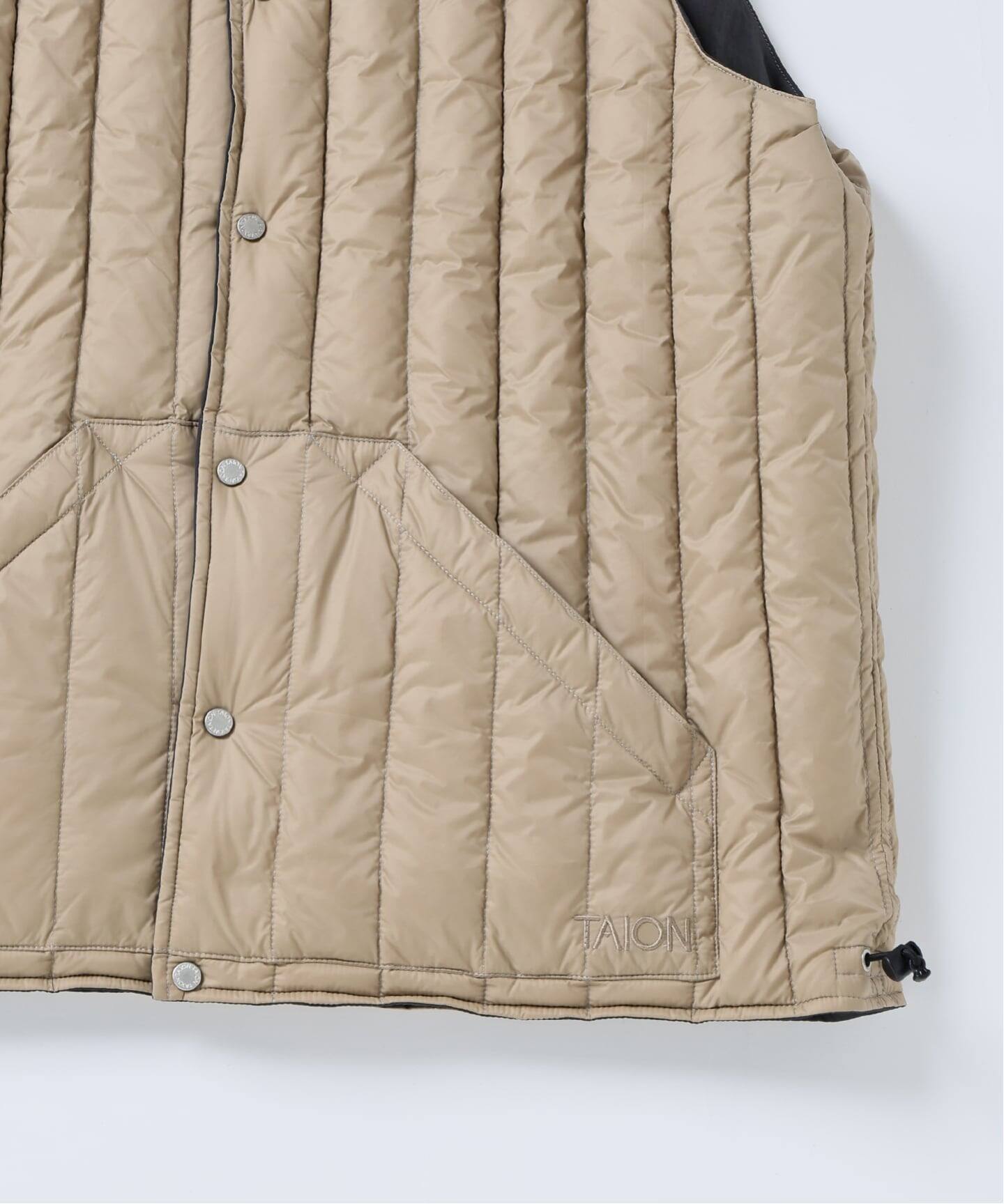 TAION / タイオン 別注 ヴァーチカルキルト リバーシブル ダウンベスト