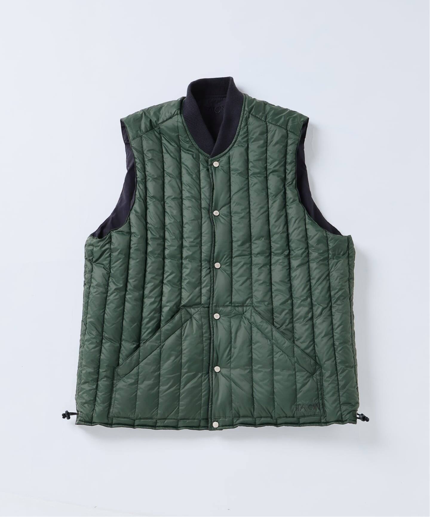 TAION / タイオン 別注 ヴァーチカルキルト リバーシブル ダウンベスト