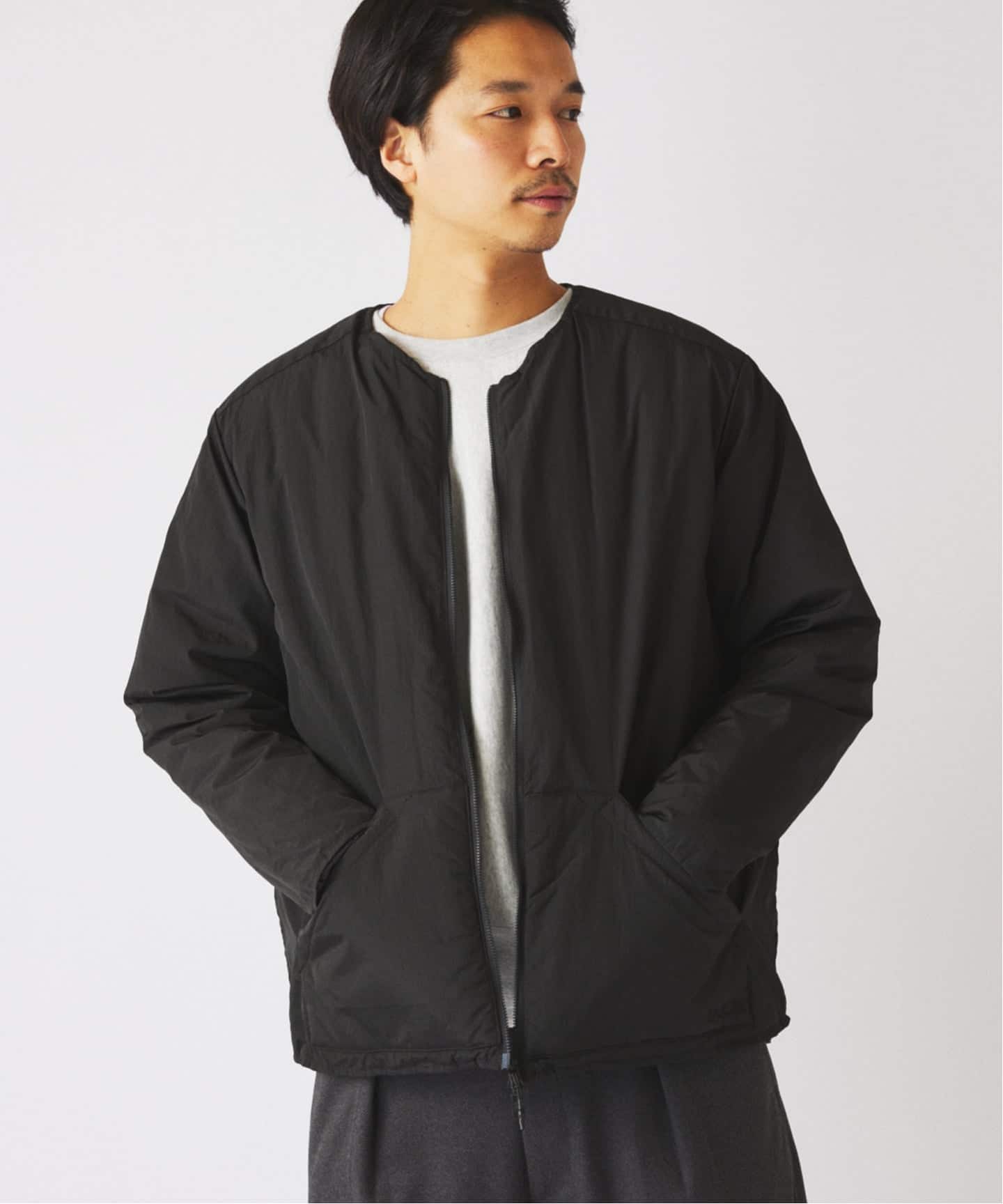 TAION 別注 ヴァーチカルキルト リバーシブル ダウンカーディガン　ブラック TAION / タイオン 別注 ヴァーチカルキルト リバーシブル ダウン