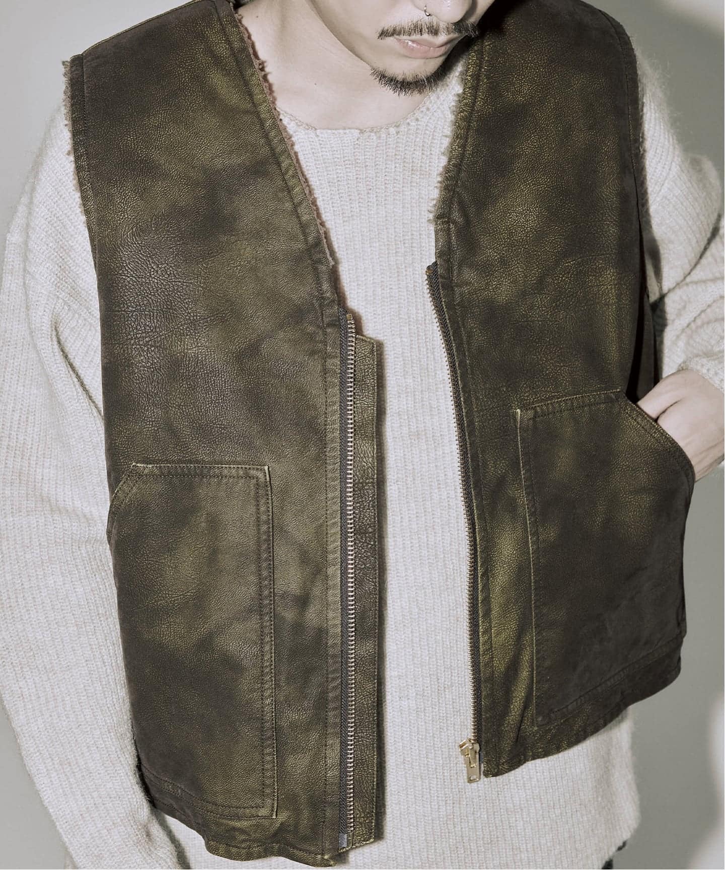 J.S.Homestead / フロック レザー ジップ ベスト（その他ブルゾン