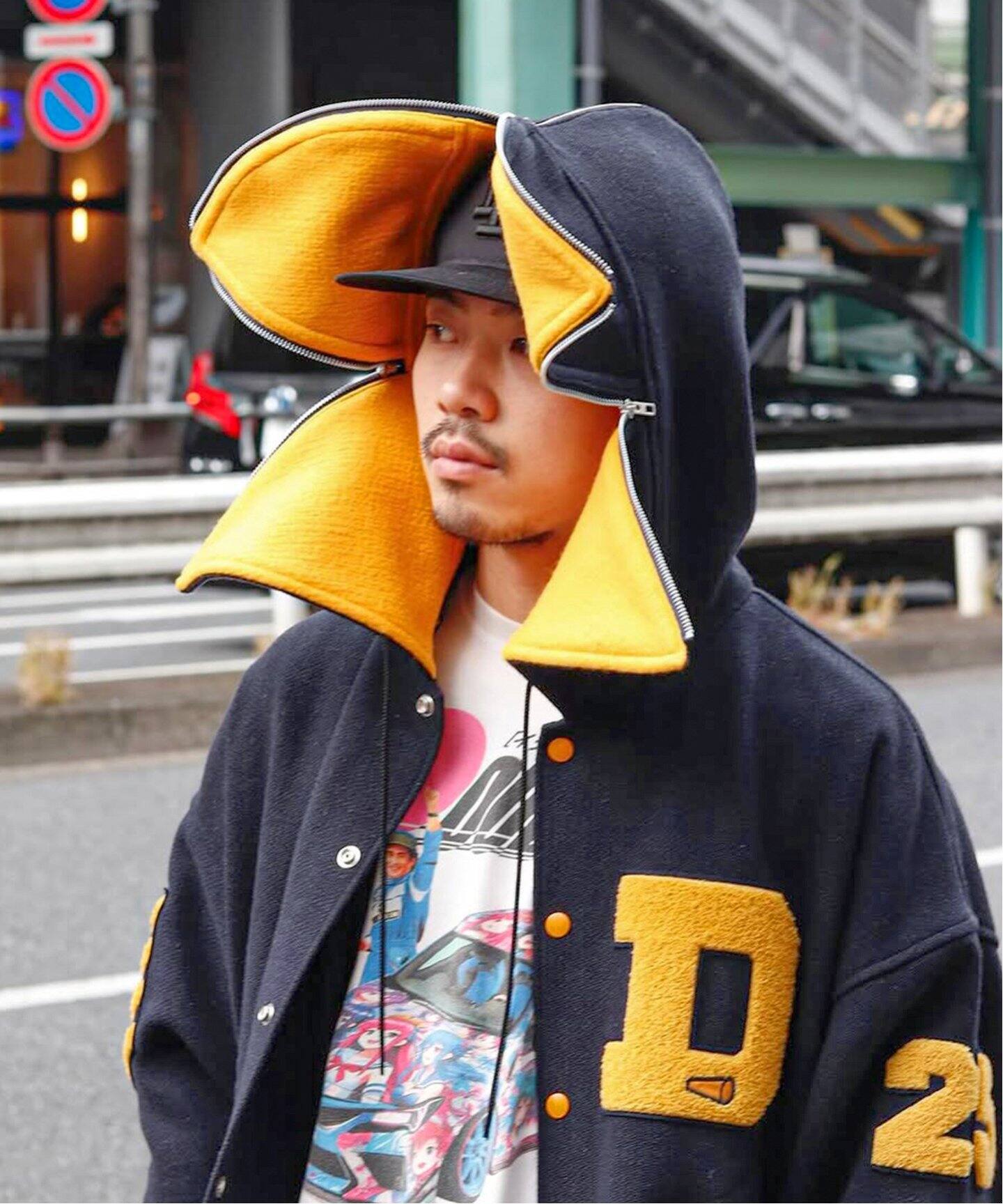 doublet / ダブレット】PETAL MOUTH HOOD VARSITY JACKET（スタジャン 