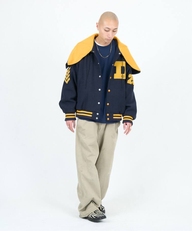 doublet / ダブレット】PETAL MOUTH HOOD VARSITY JACKET（スタジャン 