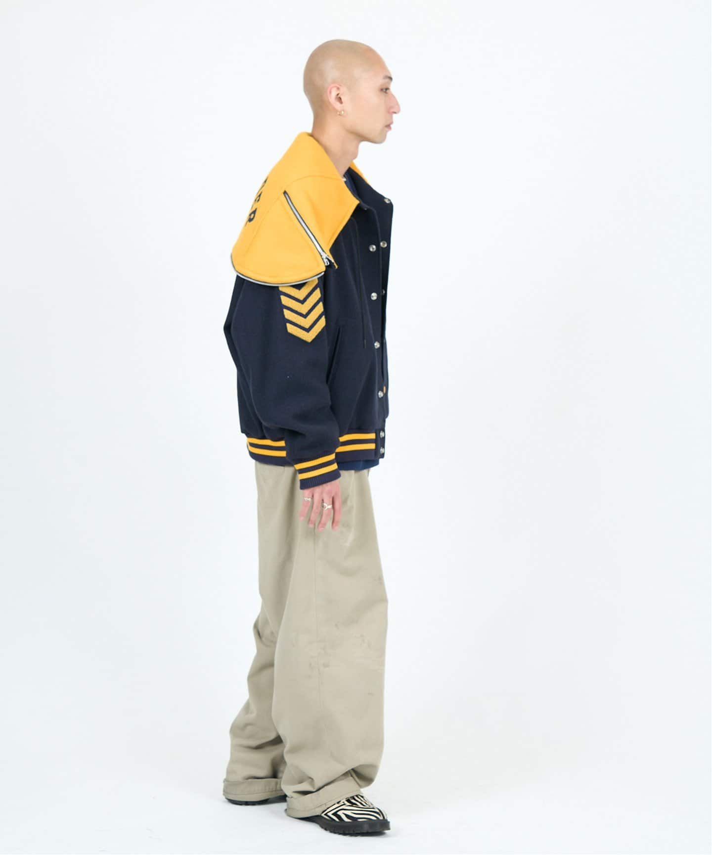 doublet / ダブレット】PETAL MOUTH HOOD VARSITY JACKET（スタジャン