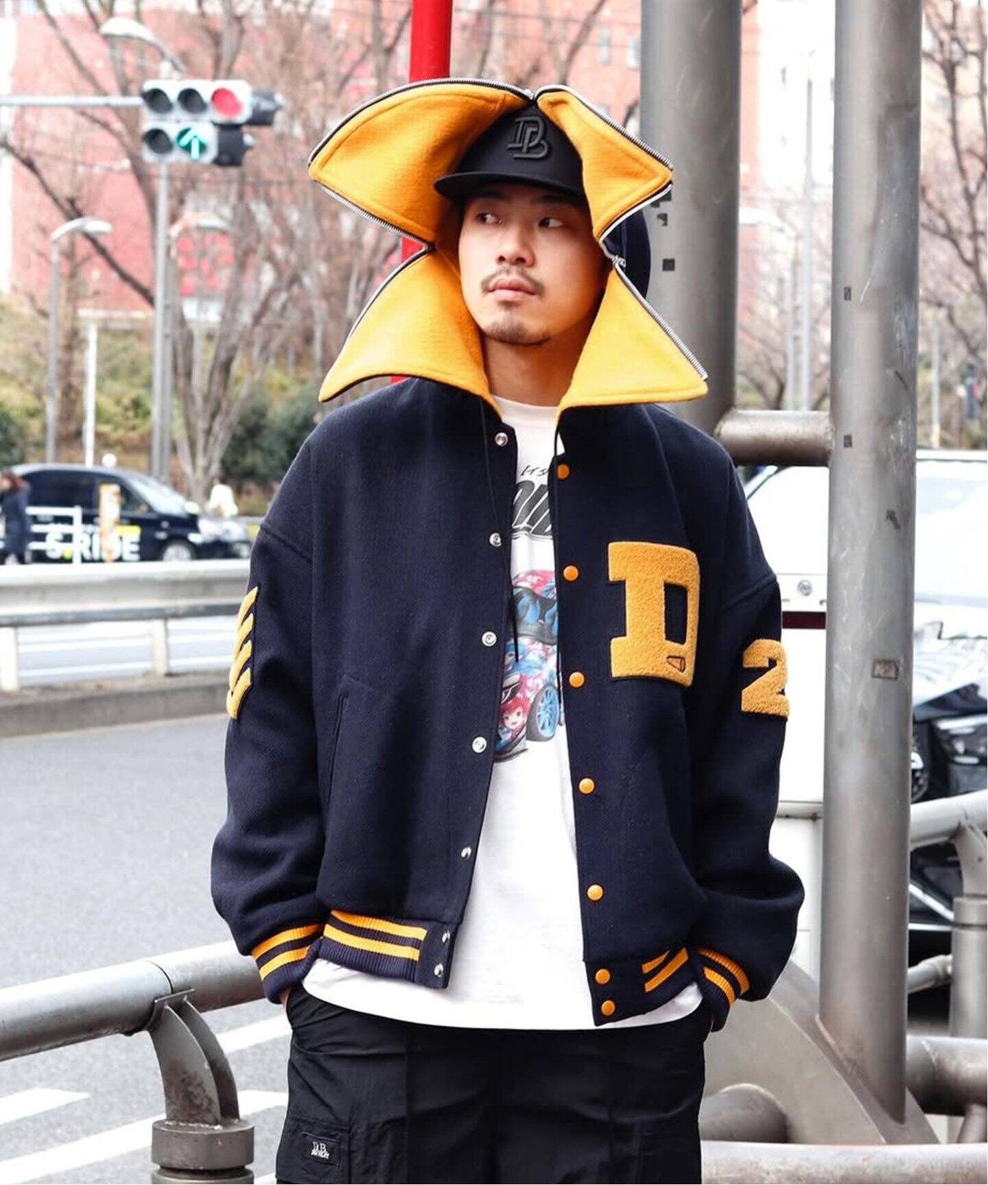 doublet / ダブレット】PETAL MOUTH HOOD VARSITY JACKET（スタジャン  