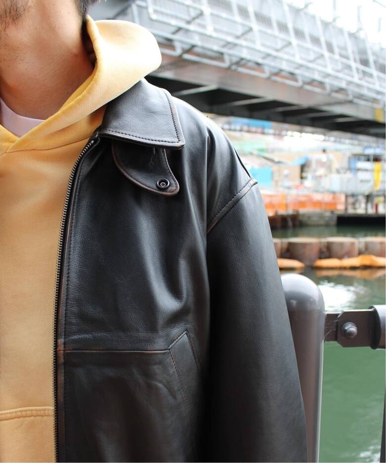 CCU × WISM別注 COMFORTABLE SWINGTOP JACKET COW（レザージャケット 