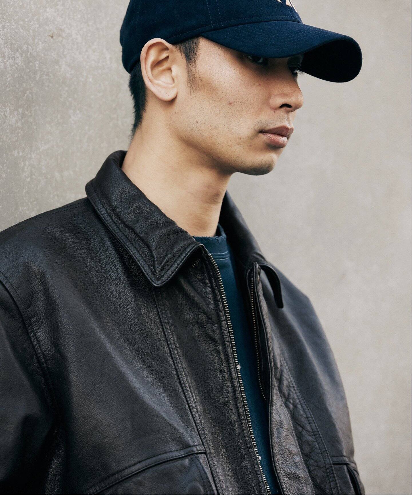 ゴートレザー パネルライン ダッズブルゾン（レザージャケット 