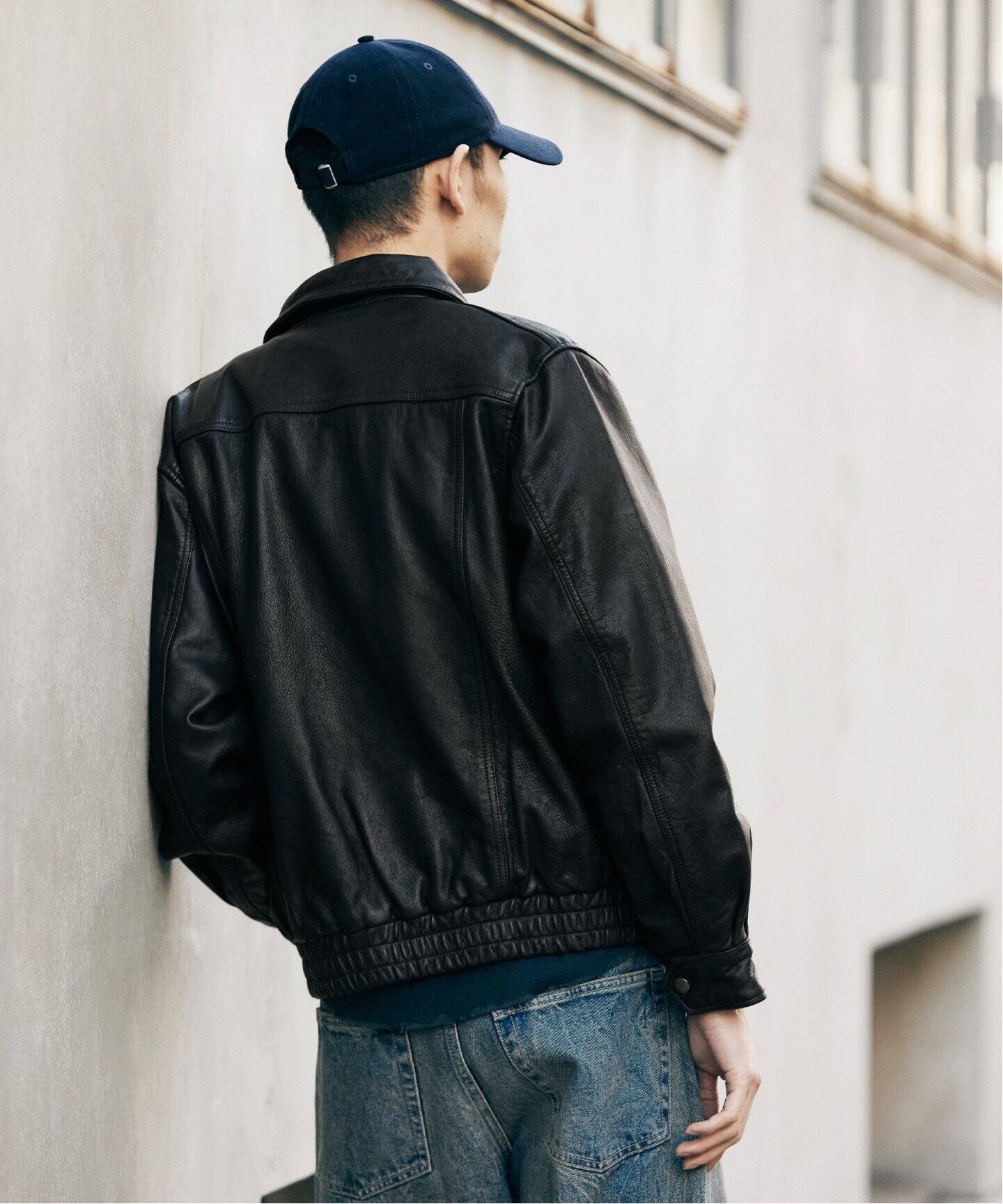 ゴートレザー パネルライン ダッズブルゾン（レザージャケット 