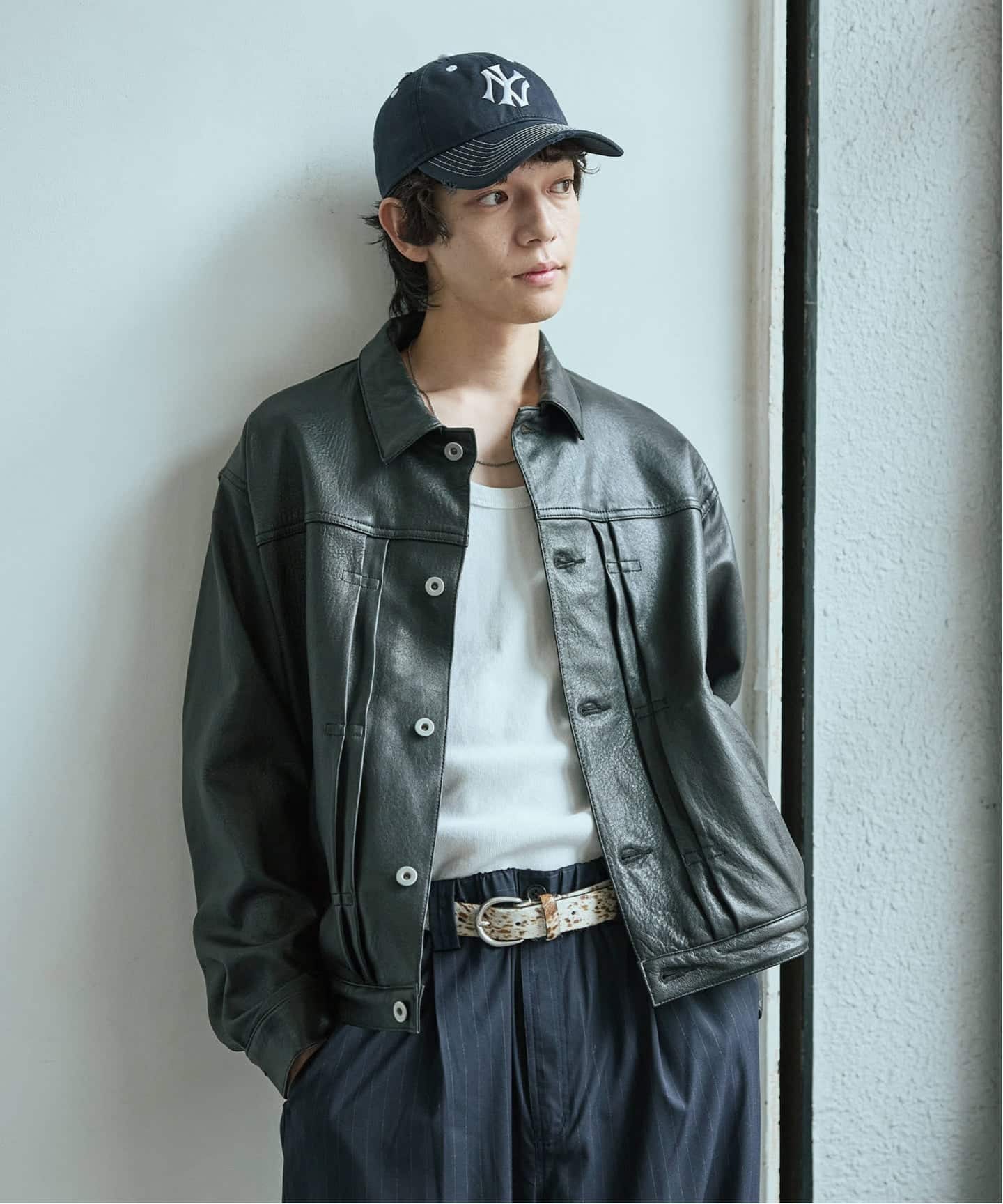 【JOURNAL STANDARD】羊革 ラムレザーテーラードジャケット 黒 S JOURNAL STANDARD ブルゾン アウター NZ ラムレザー トラッカー