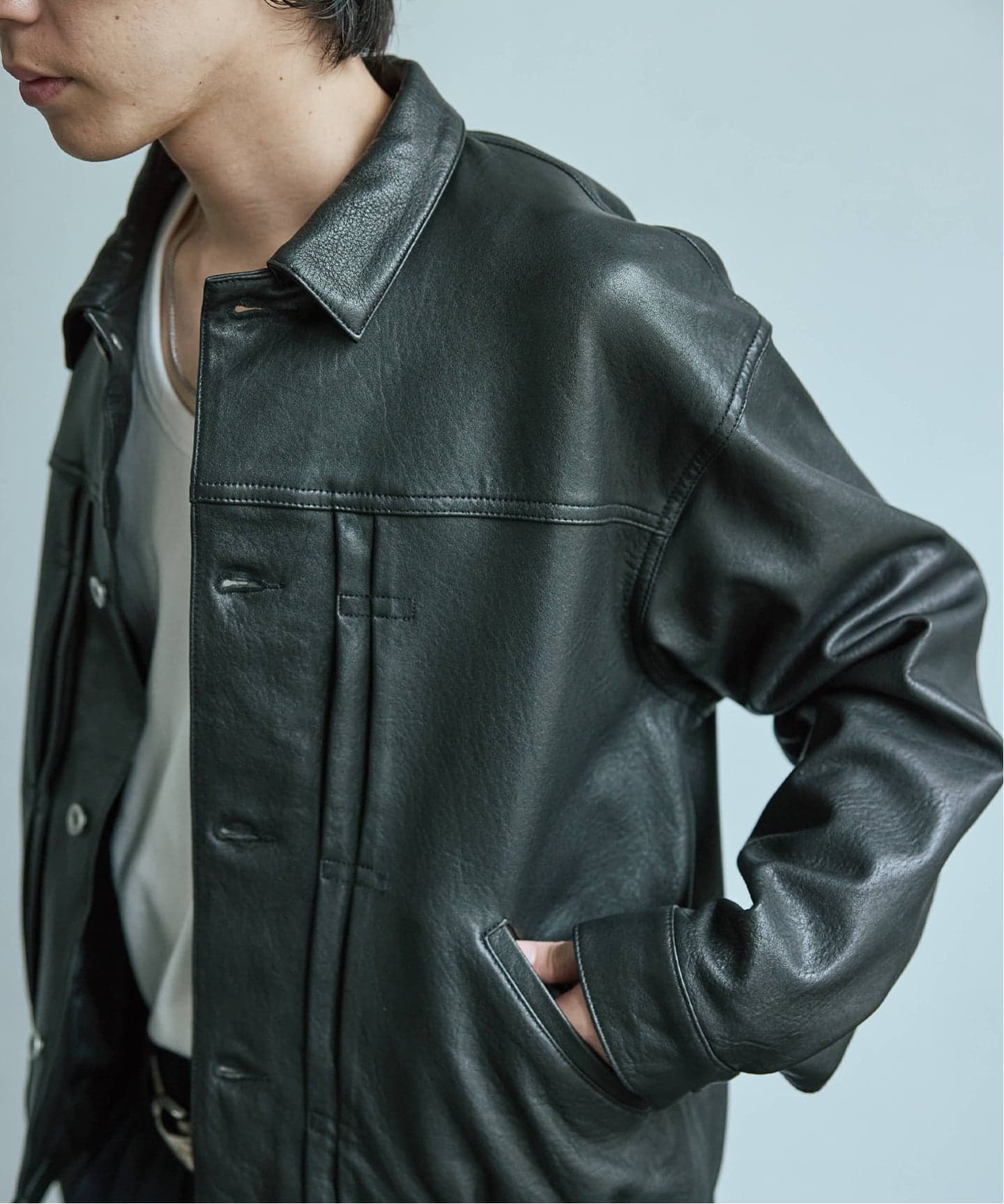 ニュージーランド ラムレザー トラッカージャケット（レザージャケット