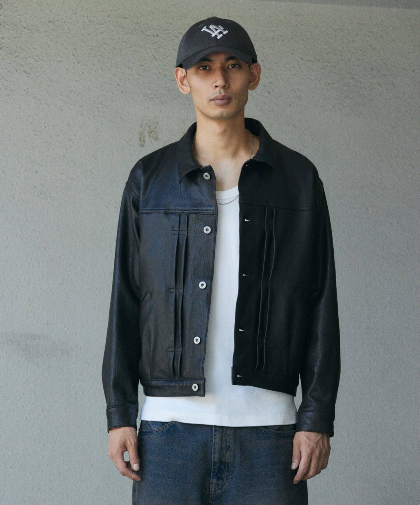 ニュージーランド ラムレザー トラッカージャケット（レザー