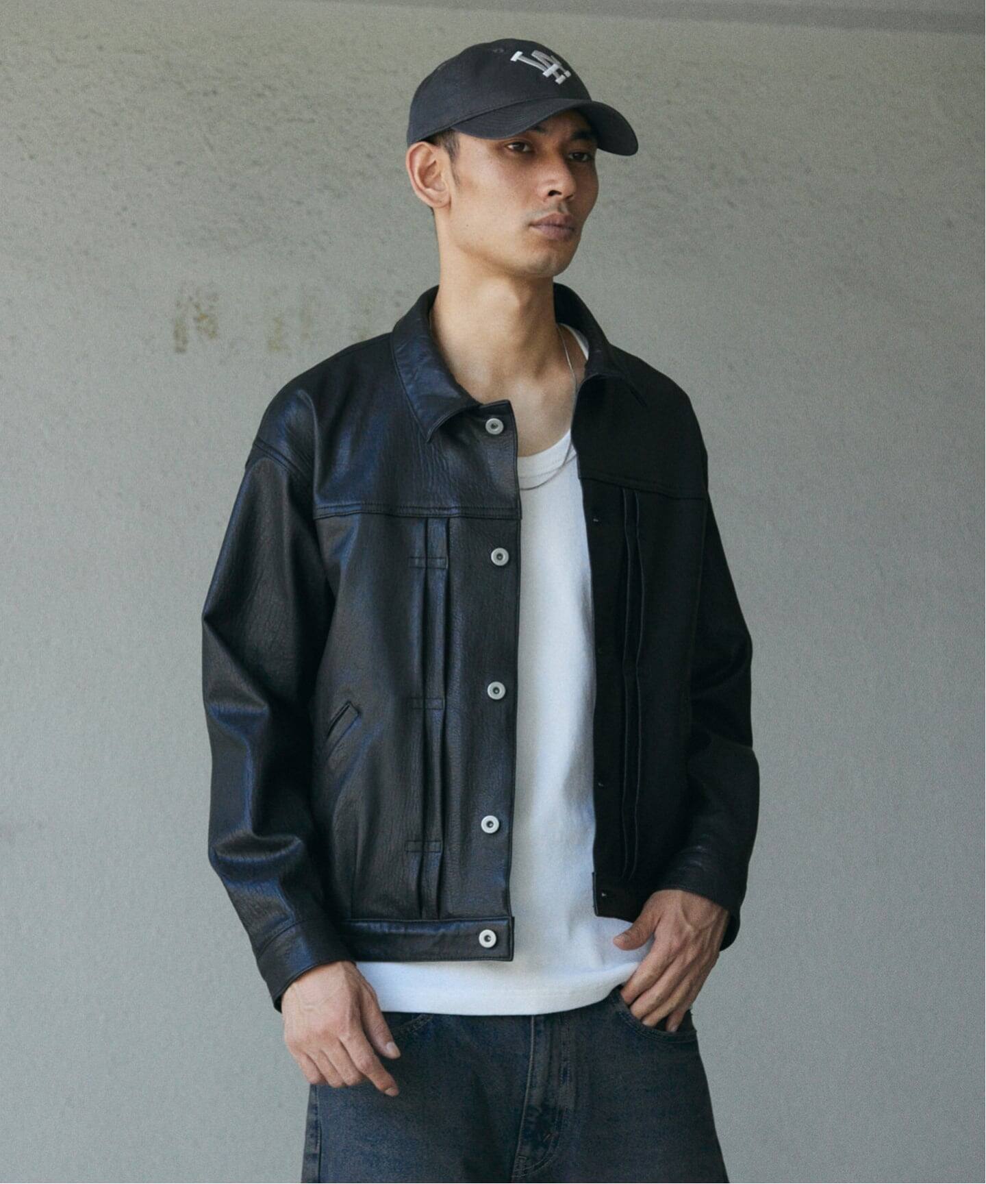 ニュージーランド ラムレザー トラッカージャケット（レザー