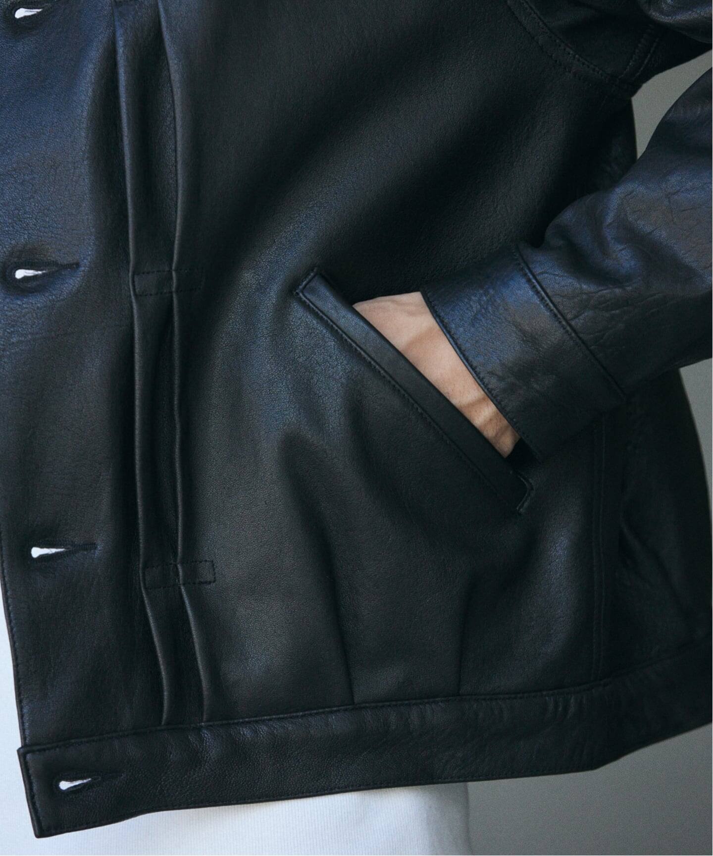 ニュージーランド ラムレザー トラッカージャケット（レザー