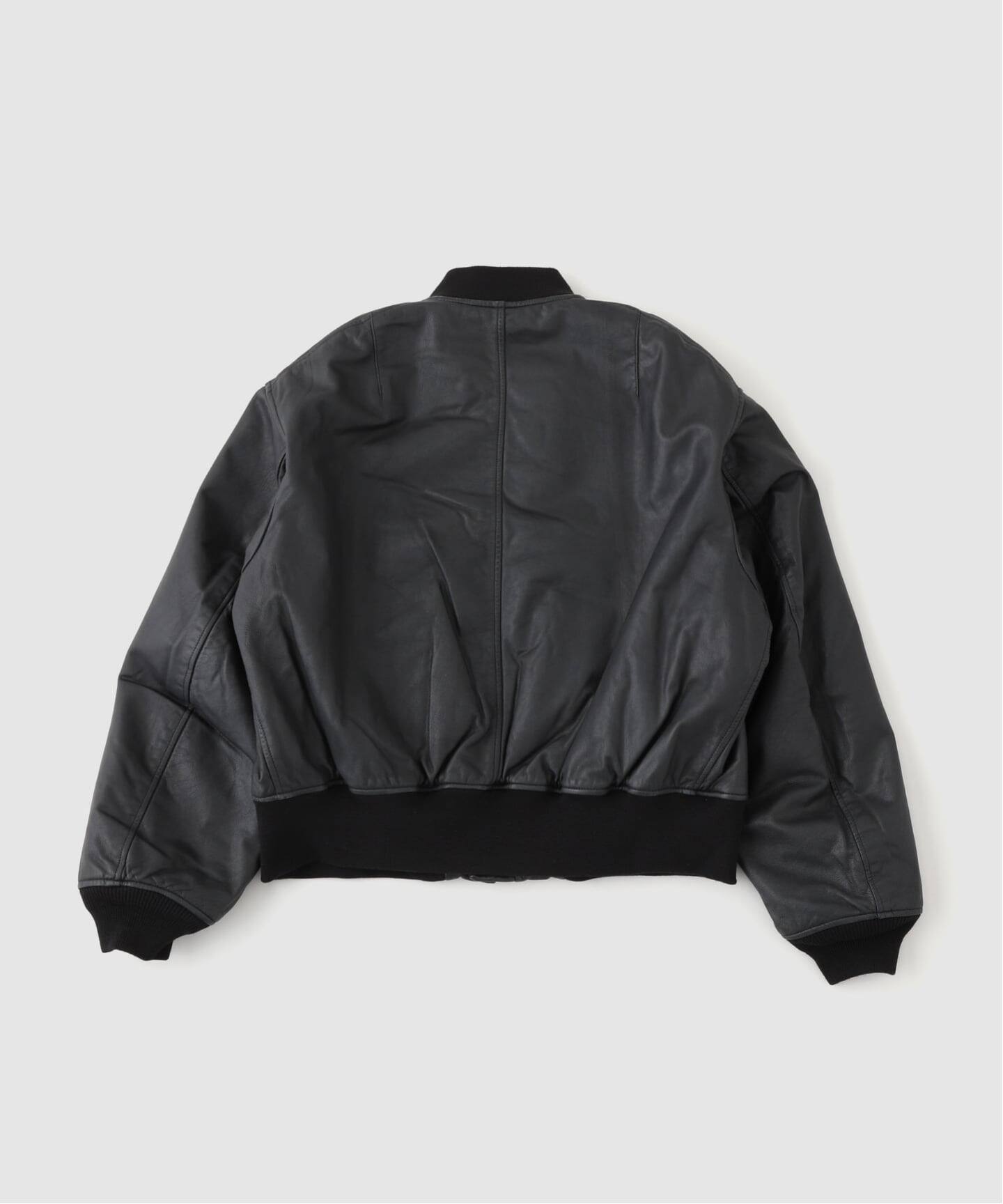 本革　レザーブルゾン　ボンバージャケット レザーブルゾン レザージャケット 革ジャン ボンバージャンパー : 本革
