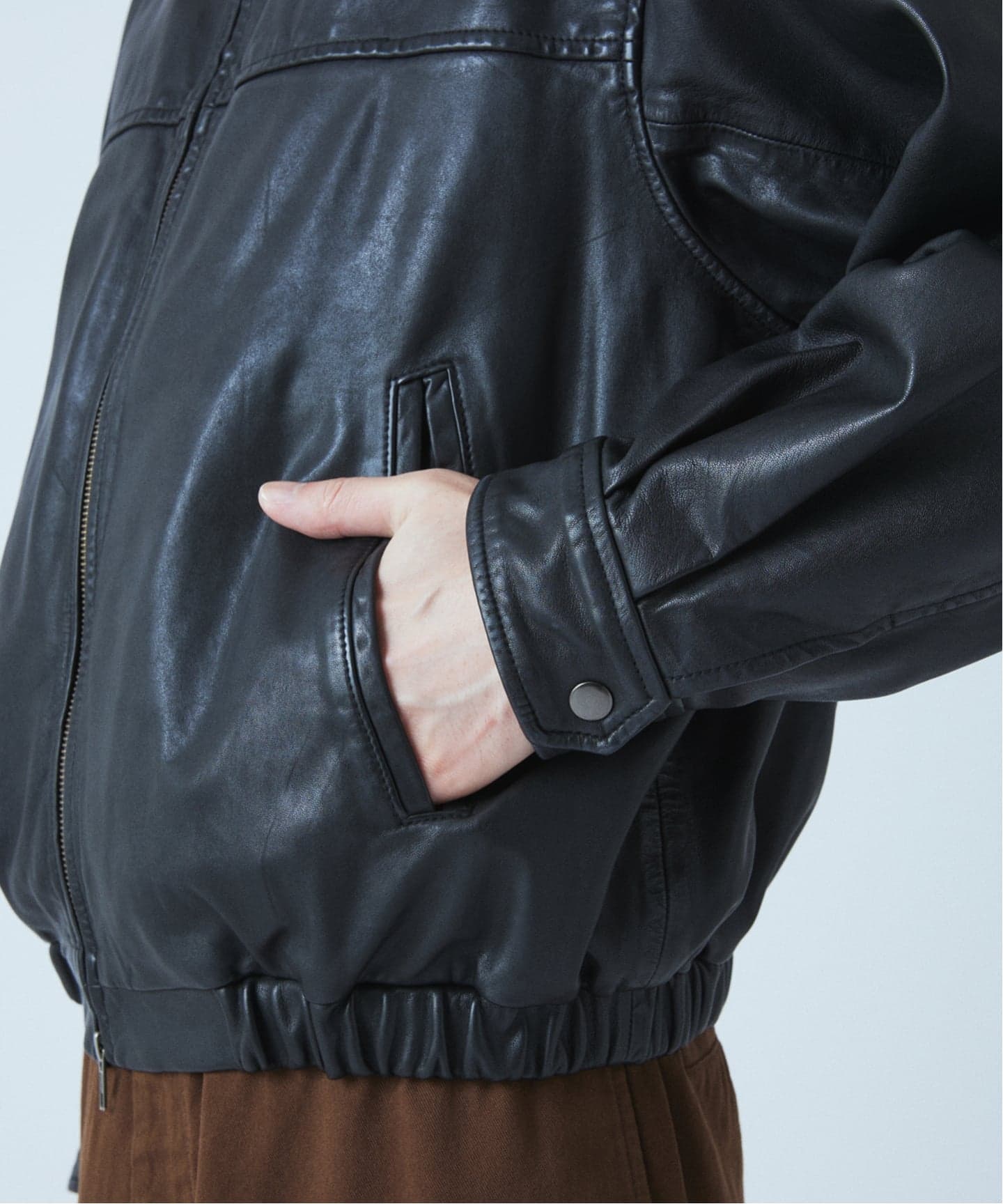 シープ レザー ウォッシュド ジップ ブルゾン（レザージャケット