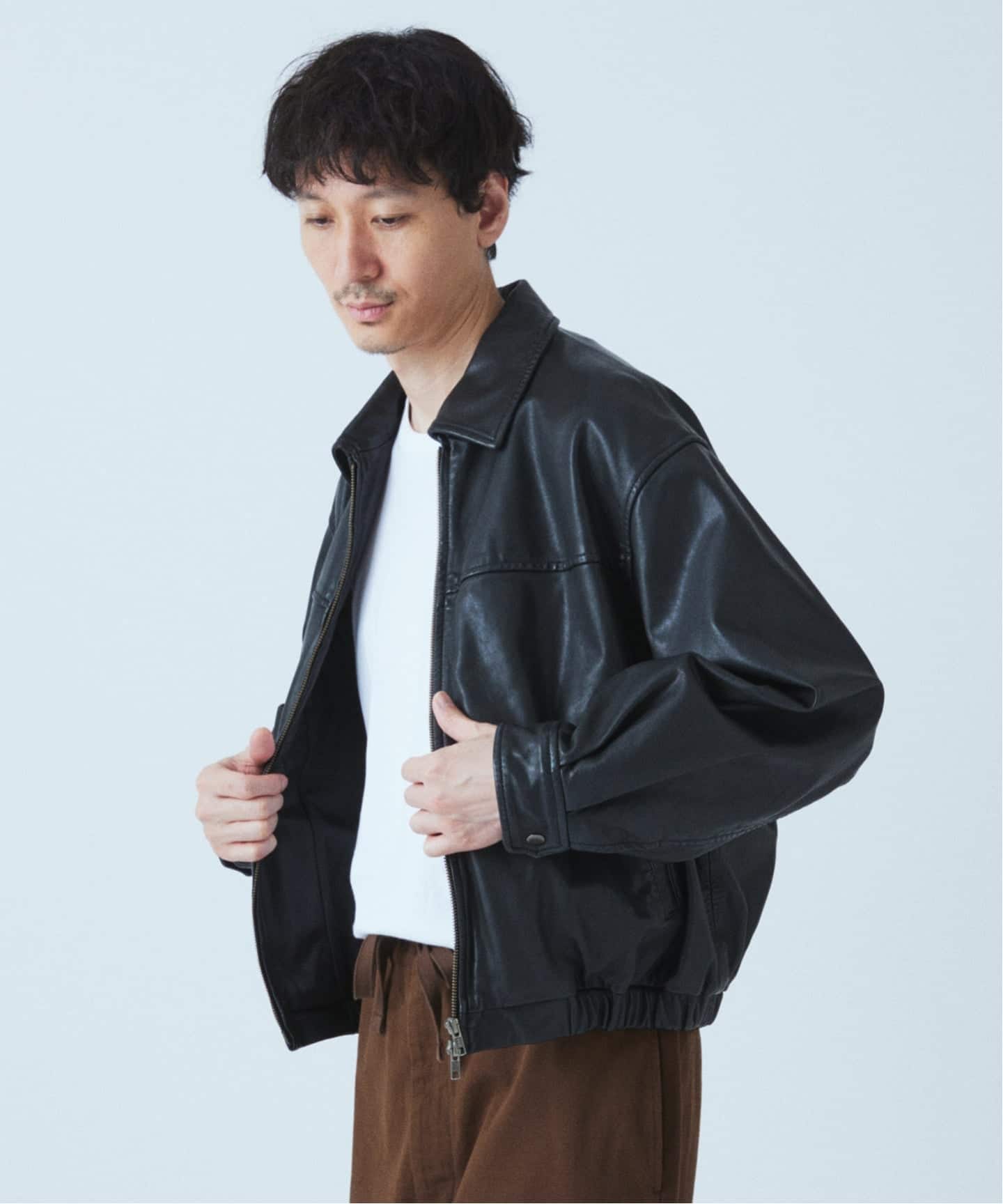 シープ レザー ウォッシュド ジップ ブルゾン（レザージャケット
