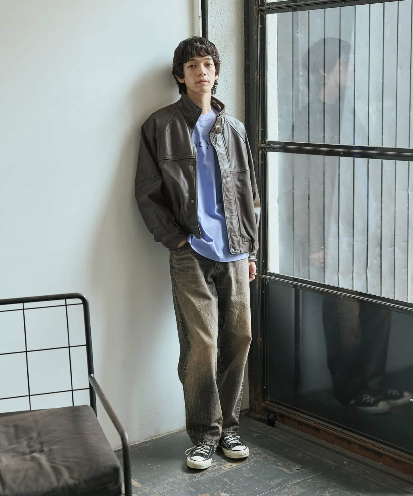 シープ レザー ウォッシュド スタンド ブルゾン（レザージャケット