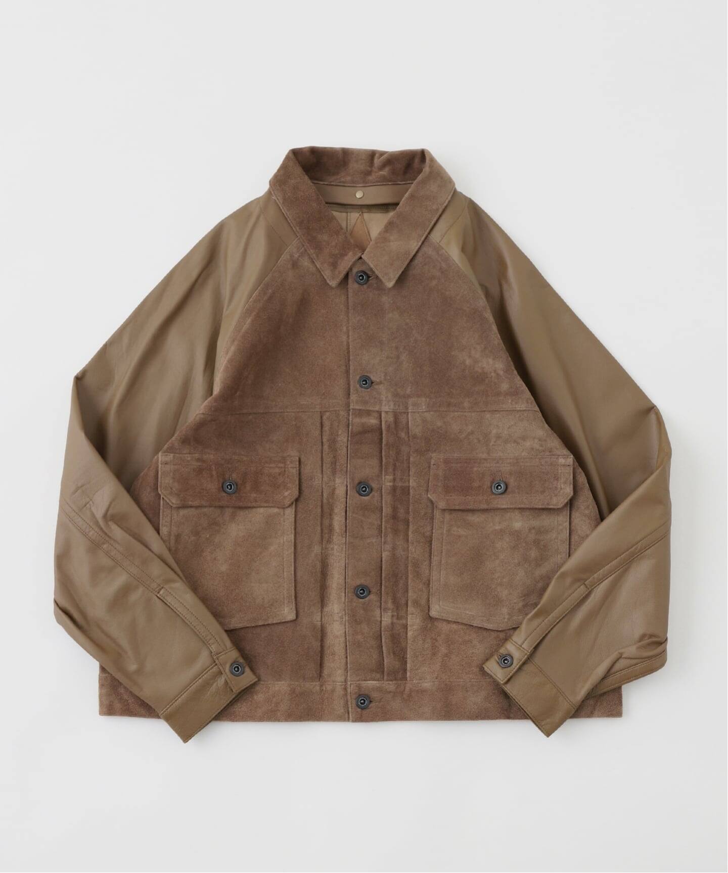 A LEATHER × JOURNAL STANDARD COMBI TRUCKER JACKET（レザー