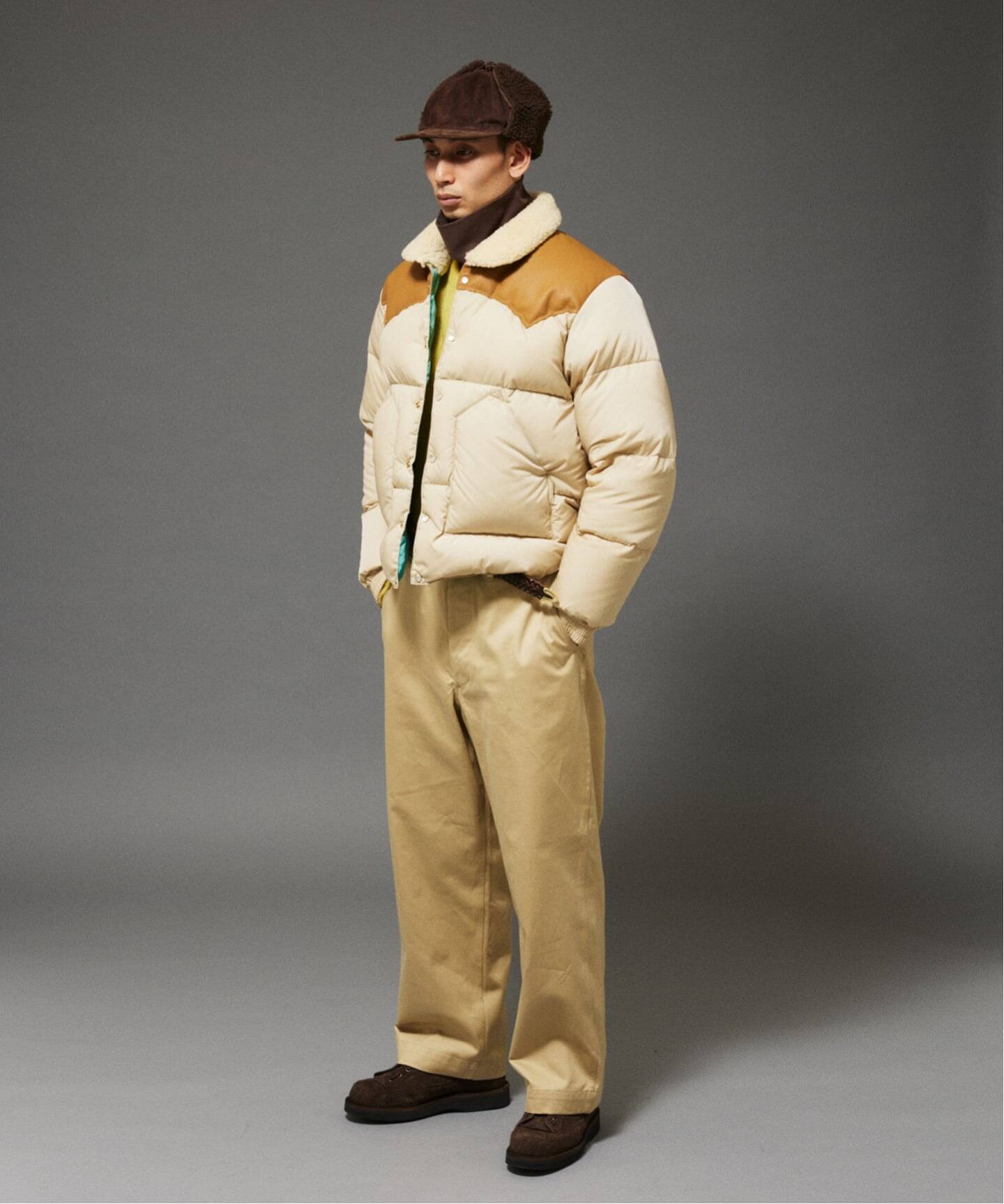 美品ロッキーマウンテン×ジャーナルスタンダード別注ダウンジャケット茶×紺 Rocky Mountain Featherbed / ロッキーマウンテン 別注 クロップド