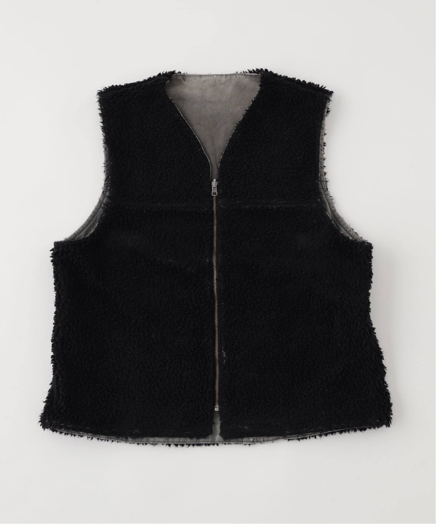ANACHRONORM レザー ムートンベスト スウェード ライダース 黒 2