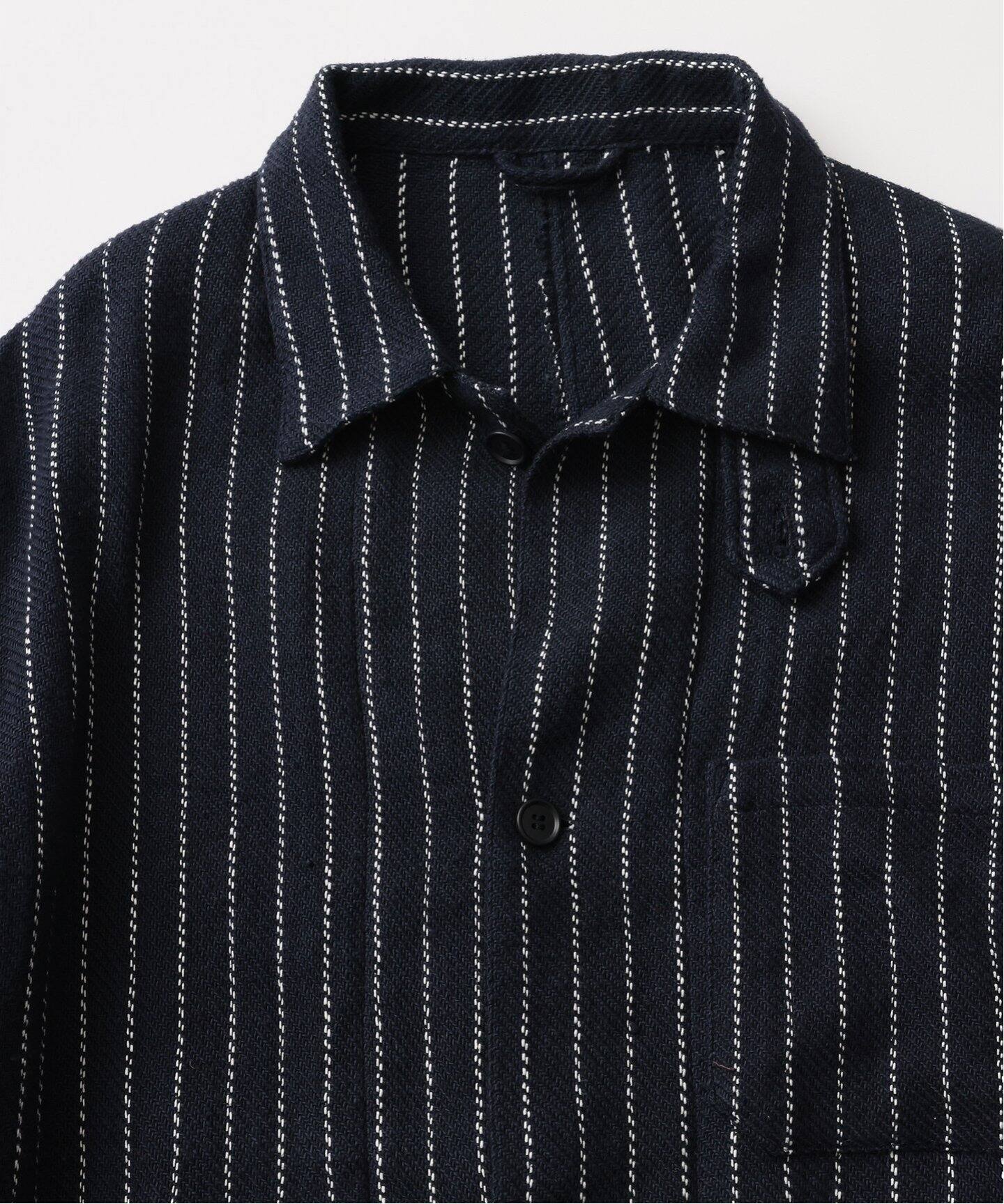 FOLI khadi cotton stripe jacket ネイビー FOLL/フォル】khadi cotton stripe jacket（その他ブルゾン／アウター
