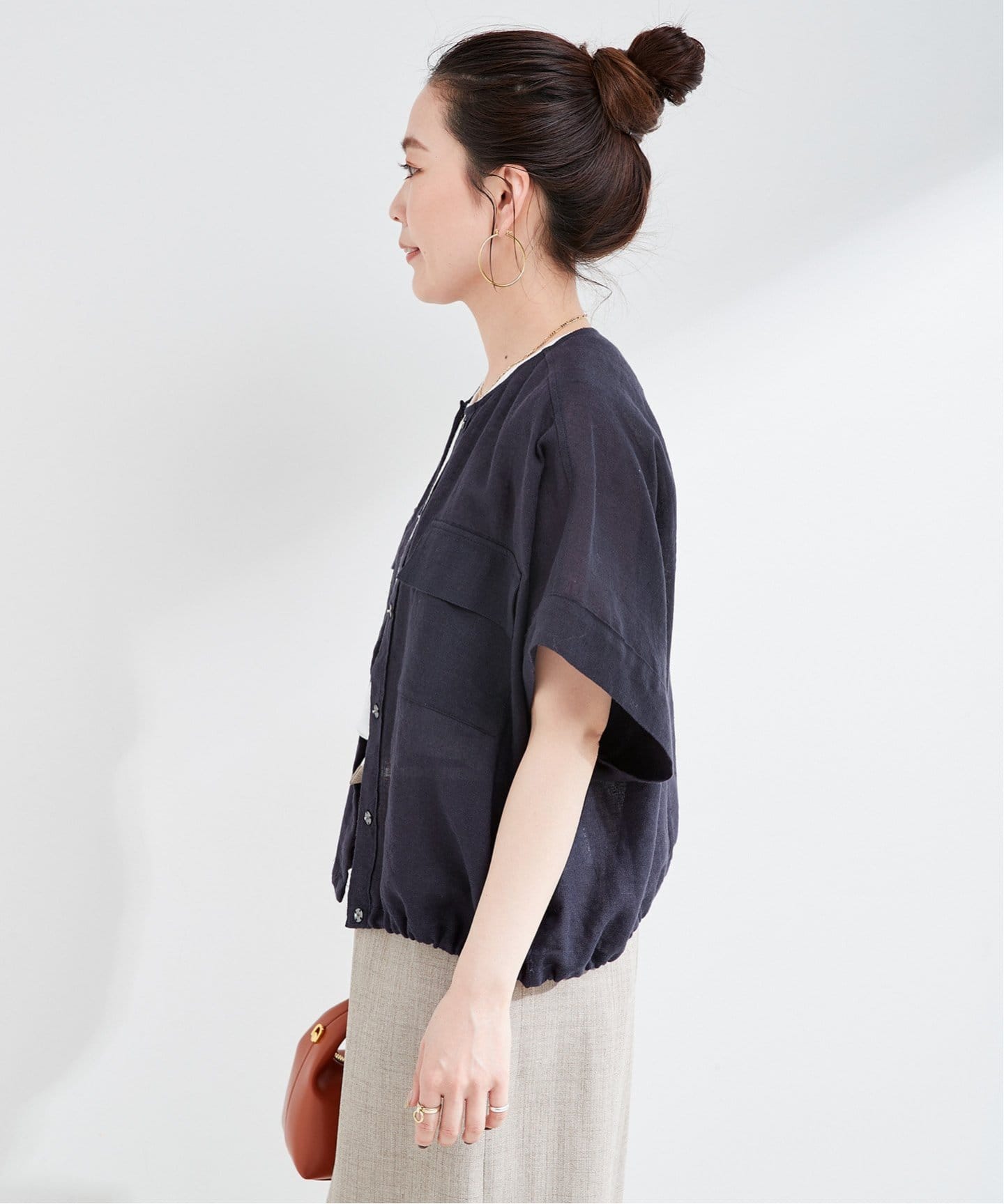 新品　B.C STOCK リネンブレンドメッシュSSドルマンブルゾン　ベージュ ベーセーストック B.C STOCK 《追加予約》【WEB限定】手洗い可