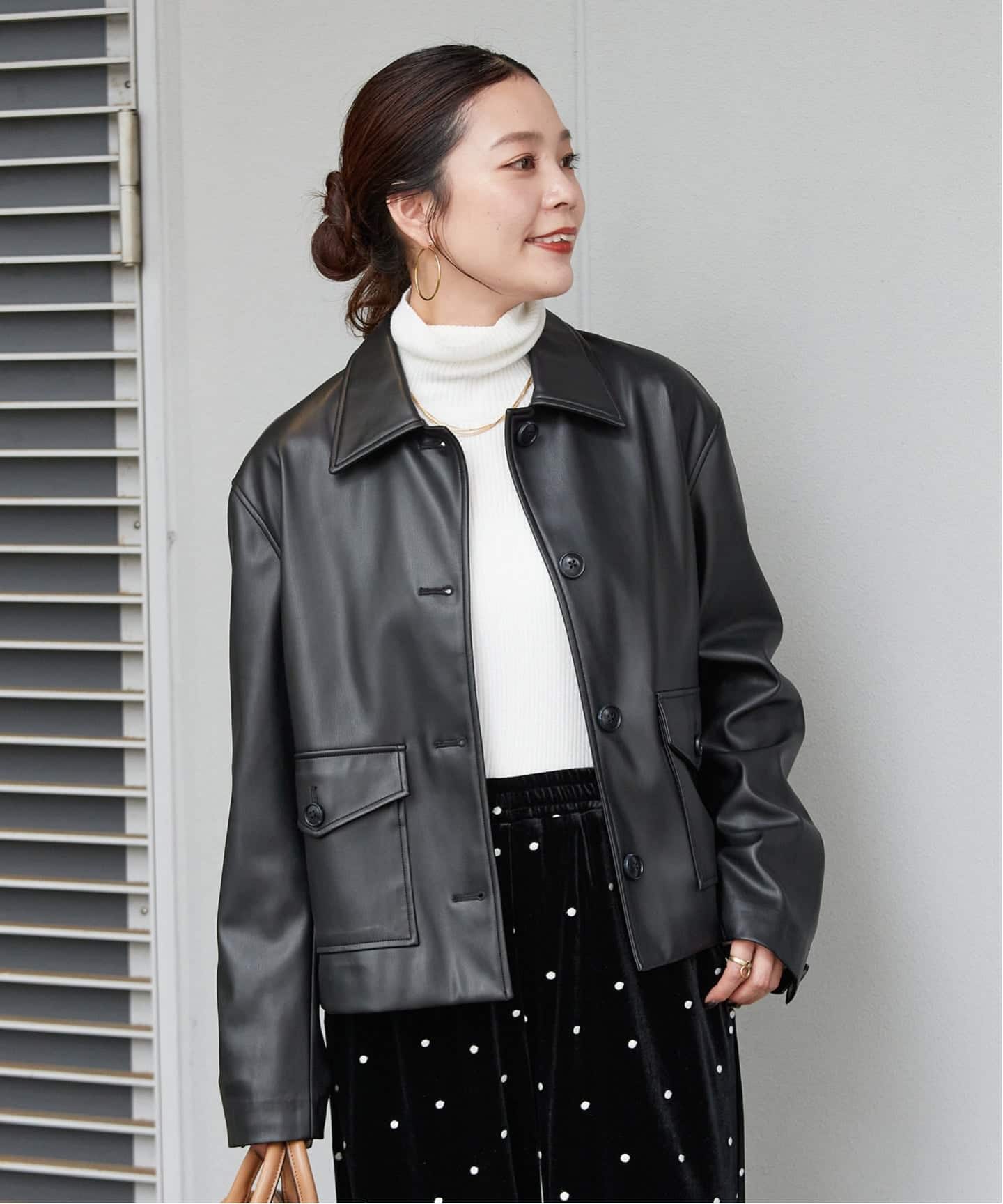 フェイクレザーボクシーカバーオール（カバーオール）｜B.C STOCK