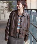 フェイクレザーボクシーカバーオール