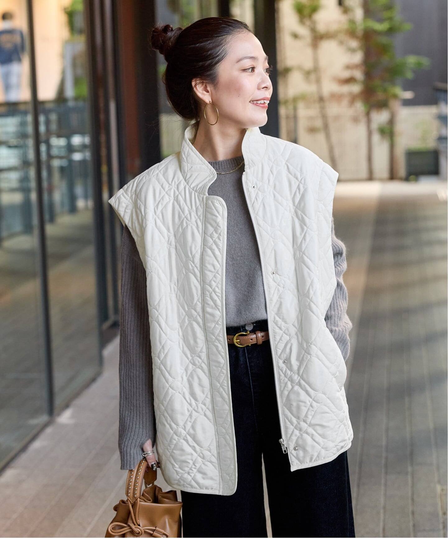 ウォッシャブル / レイヤードキルティングブルゾン（中綿