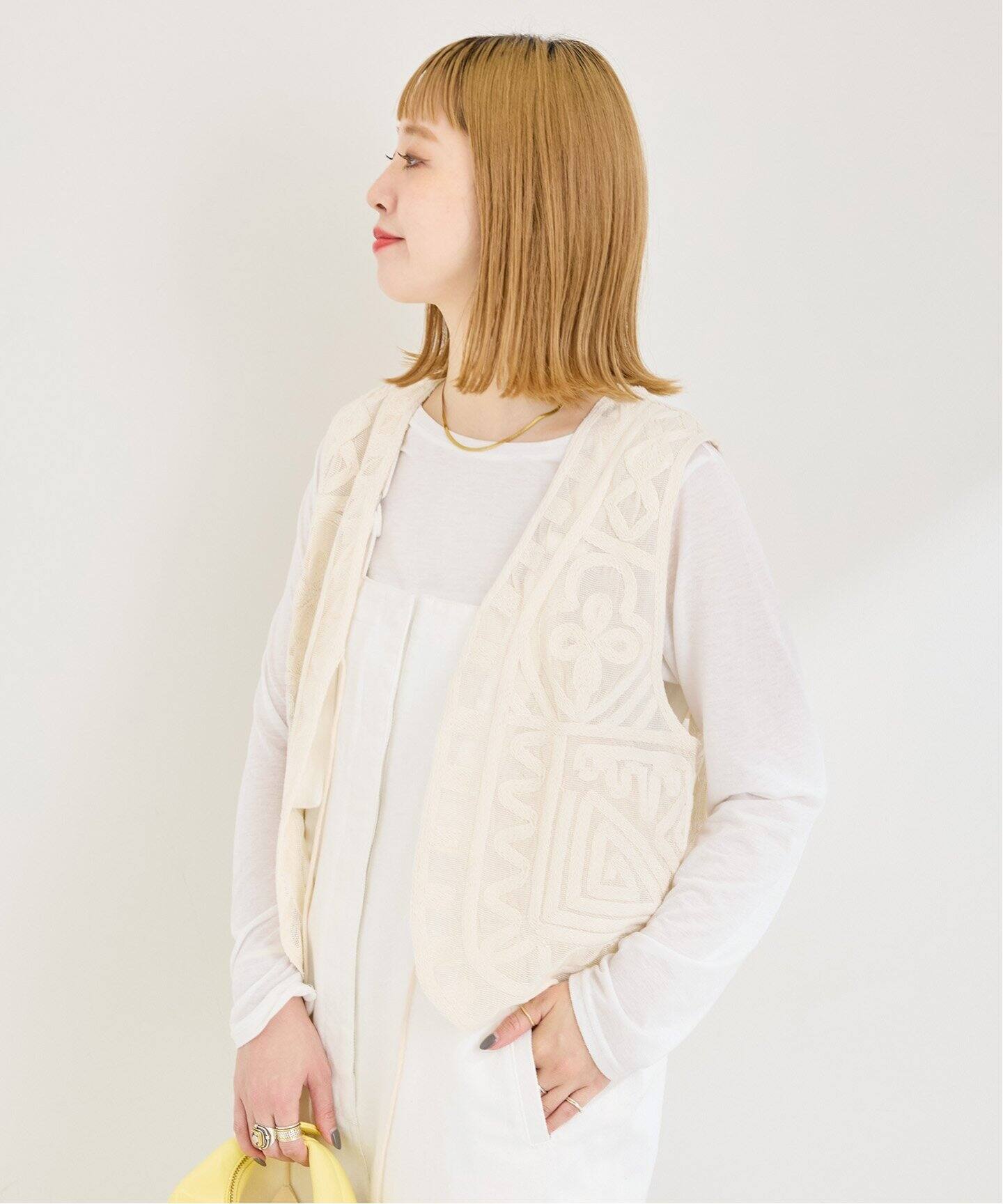 追加4予約》【WEB限定】手洗い可 / メッシュ刺繍ベスト（ベスト