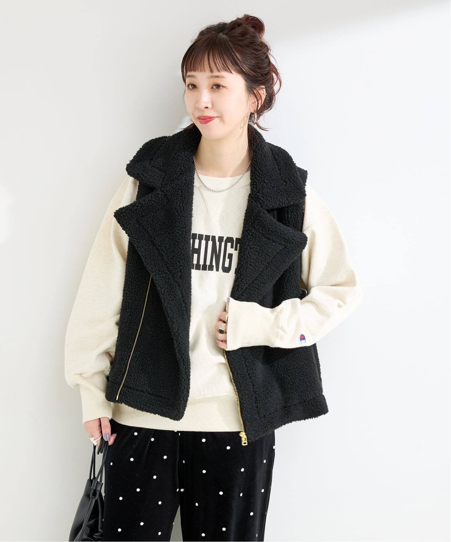 WEB＋一部店舗限定】手洗い可 / ボアライダースベスト（ベスト）｜B.C